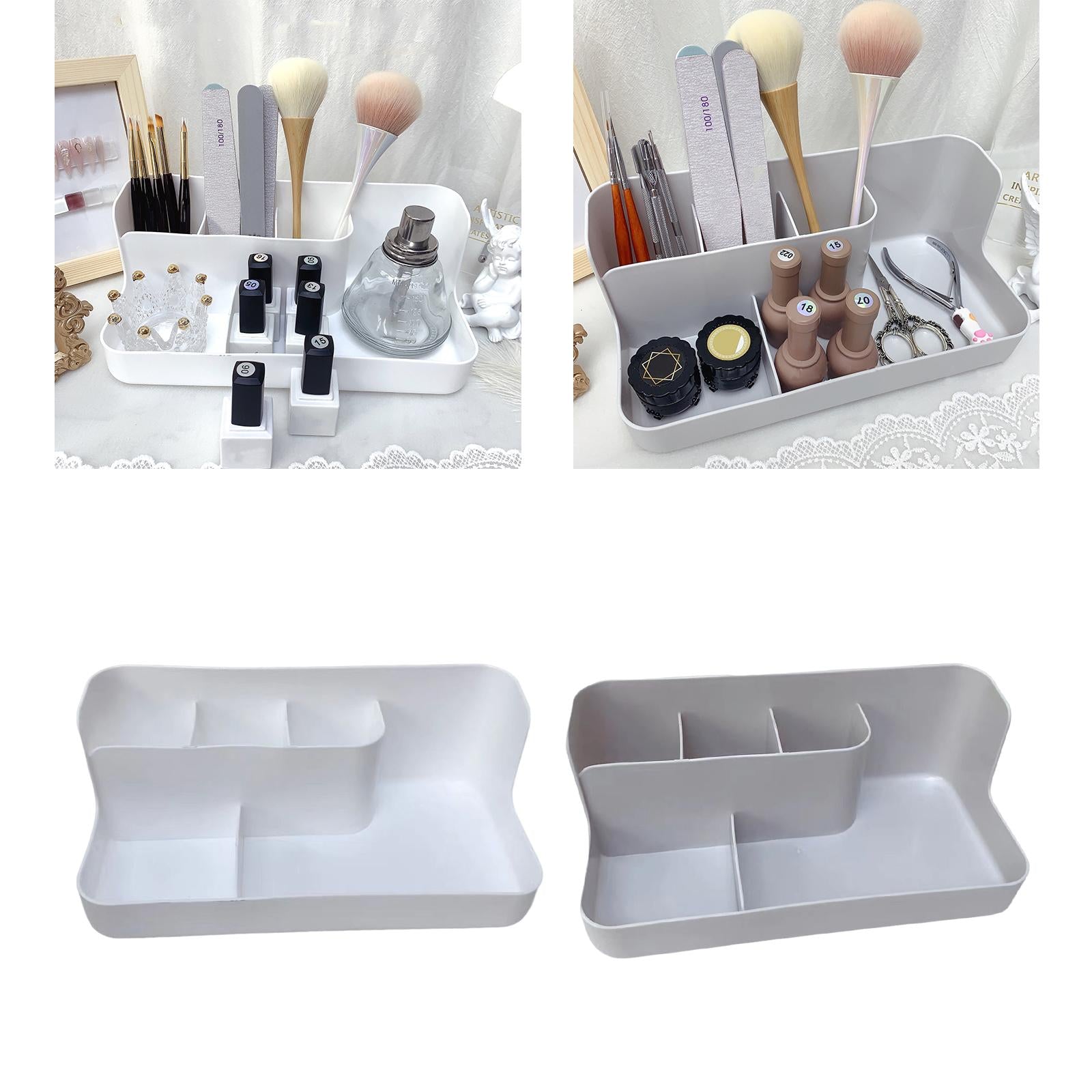 Manicure Tool Box Empty for Small Craft Items Nail Brush Pens Cuticle Pusher White