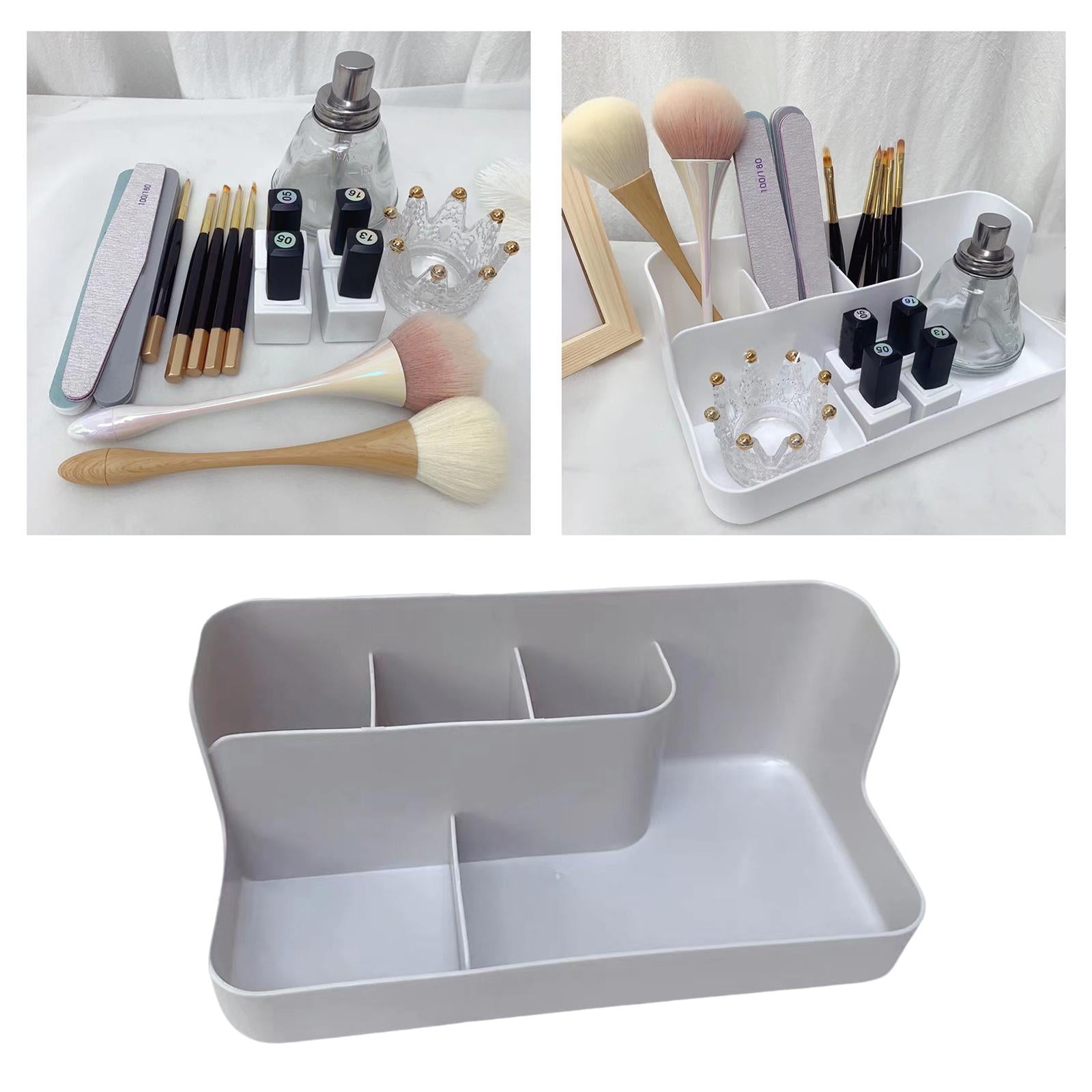 Manicure Tool Box Empty for Small Craft Items Nail Brush Pens Cuticle Pusher Gray