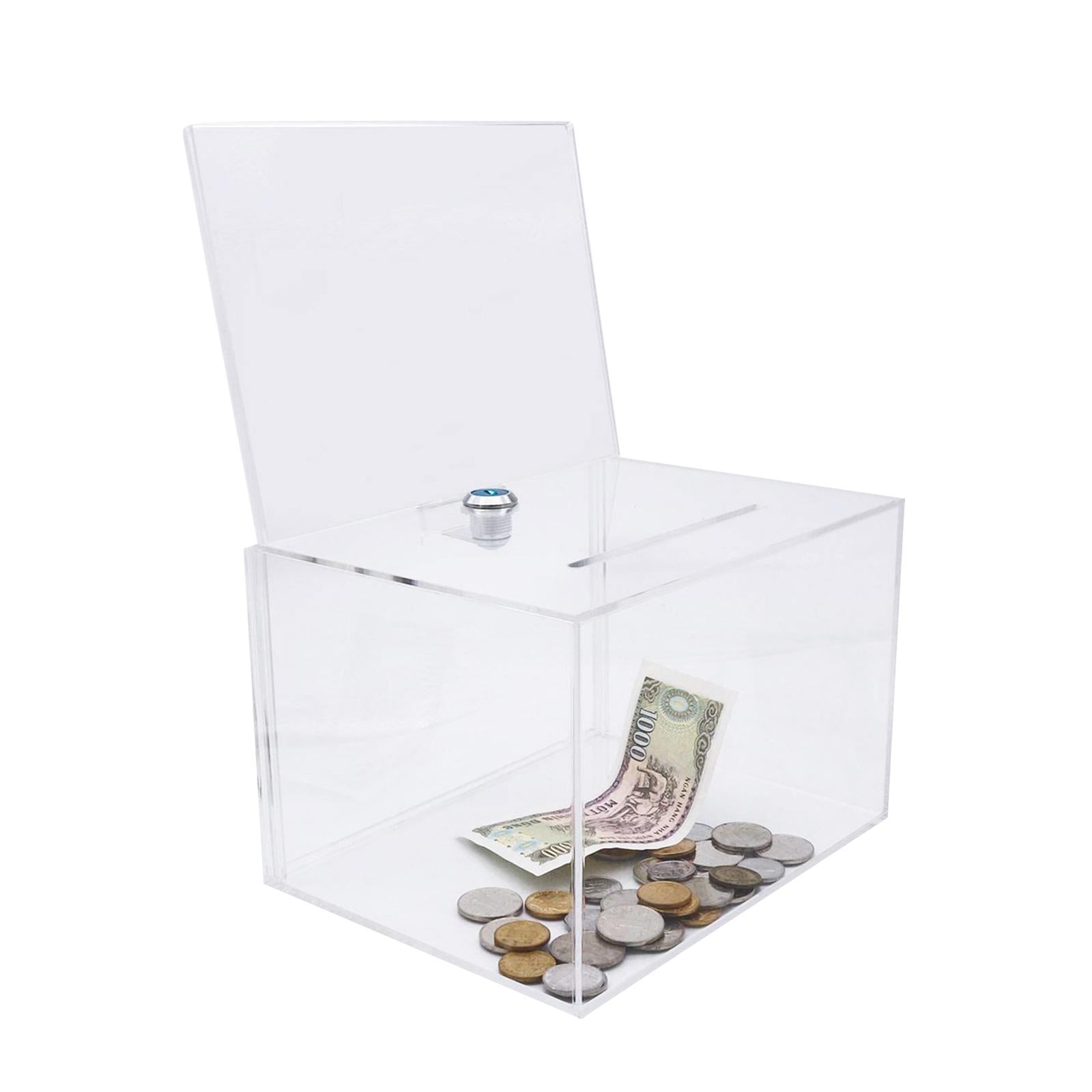 Acrylic Donation Box Transparent Lockable for Desk Tabletop Community Events