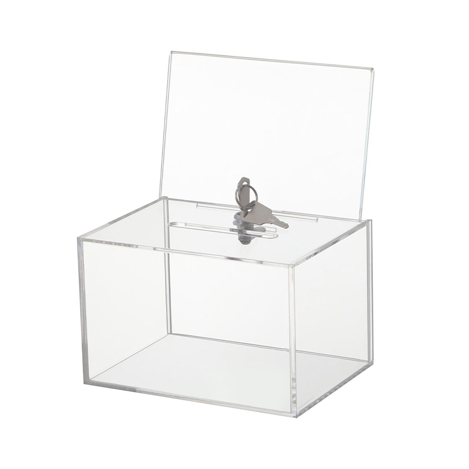 Acrylic Donation Box Transparent Lockable for Desk Tabletop Community Events