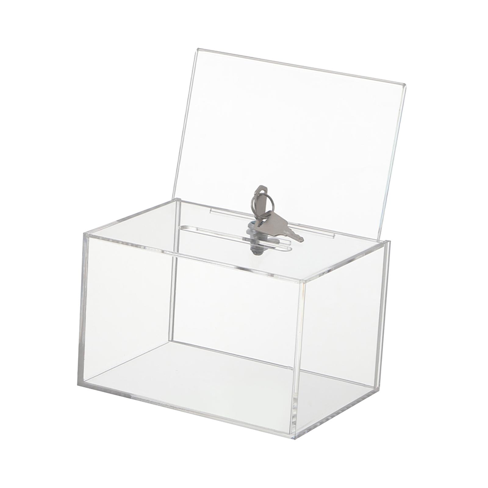 Acrylic Donation Box Transparent Lockable for Desk Tabletop Community Events