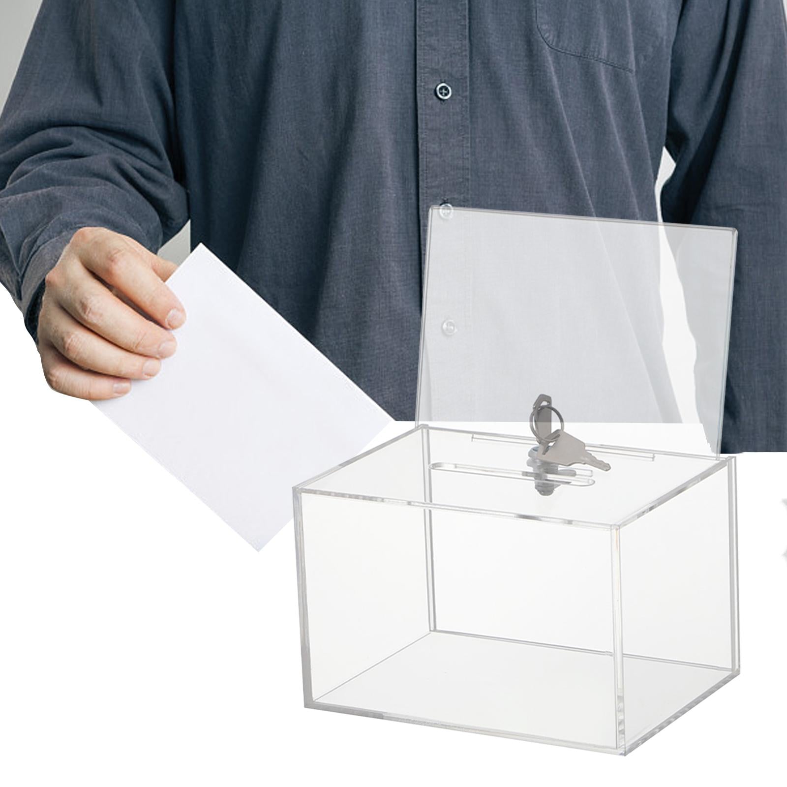 Acrylic Donation Box Transparent Lockable for Desk Tabletop Community Events