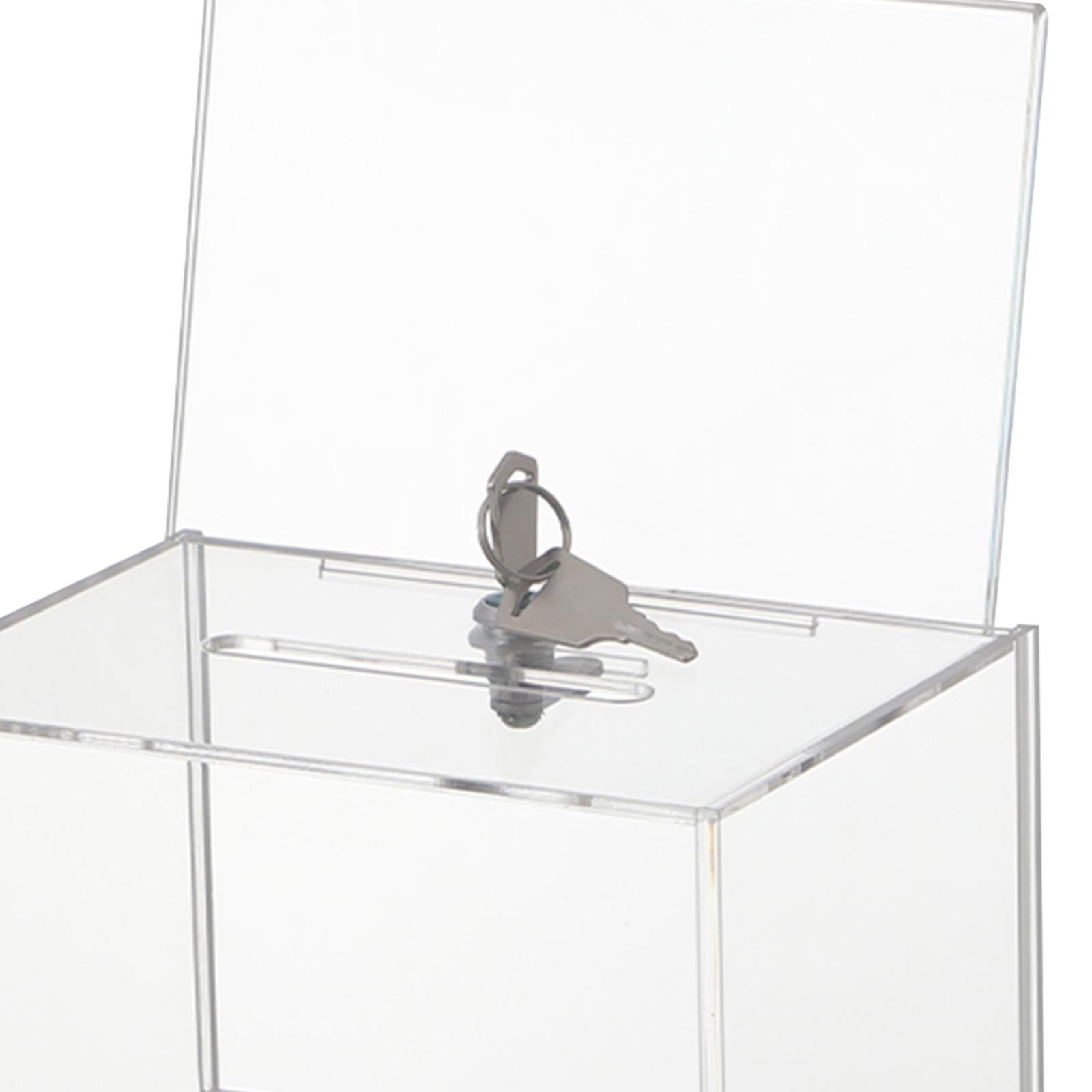 Acrylic Donation Box Transparent Lockable for Desk Tabletop Community Events