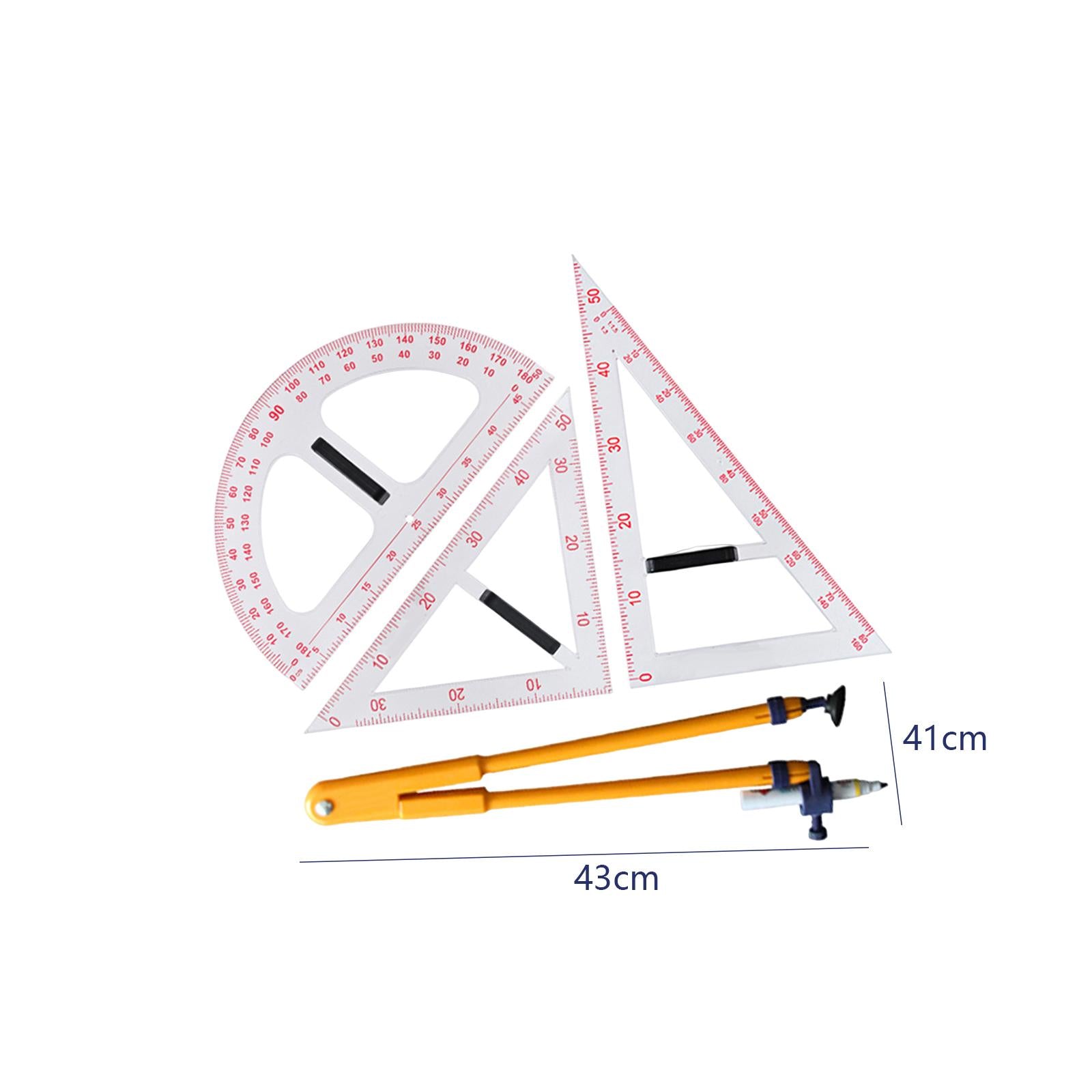 Geometry Math Set with Removable Handle Drawing Tool for Chalkboard Teachers Four piece set