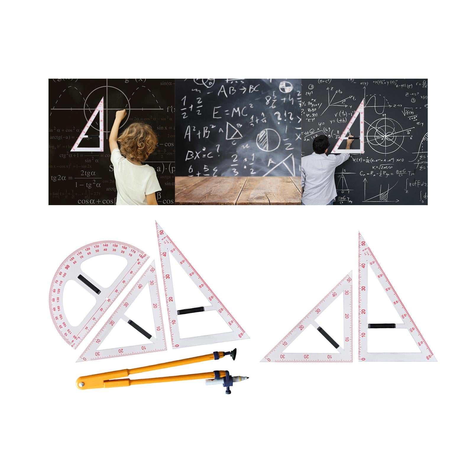 Geometry Math Set with Removable Handle Drawing Tool for Chalkboard Teachers Four piece set