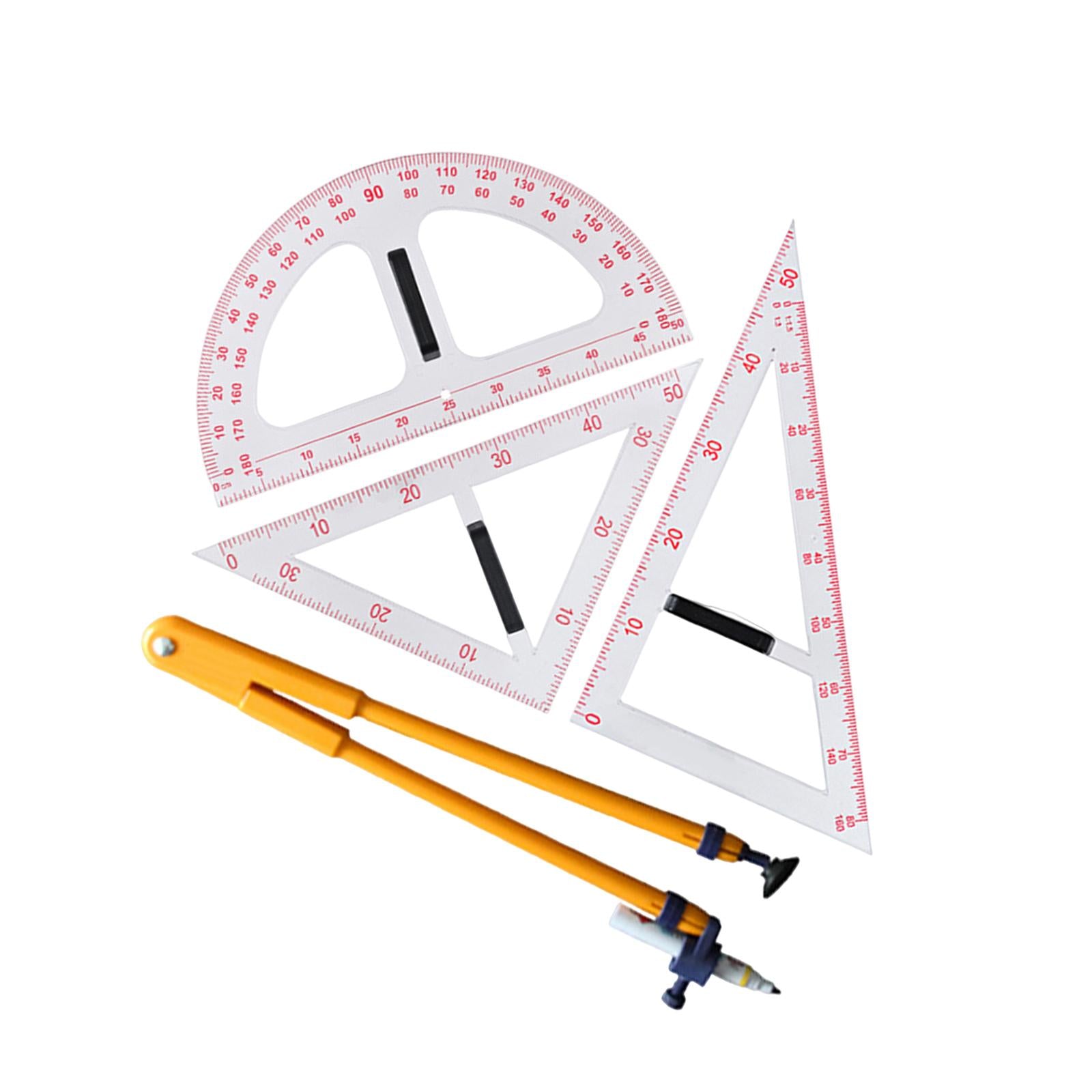 Geometry Math Set with Removable Handle Drawing Tool for Chalkboard Teachers Four piece set