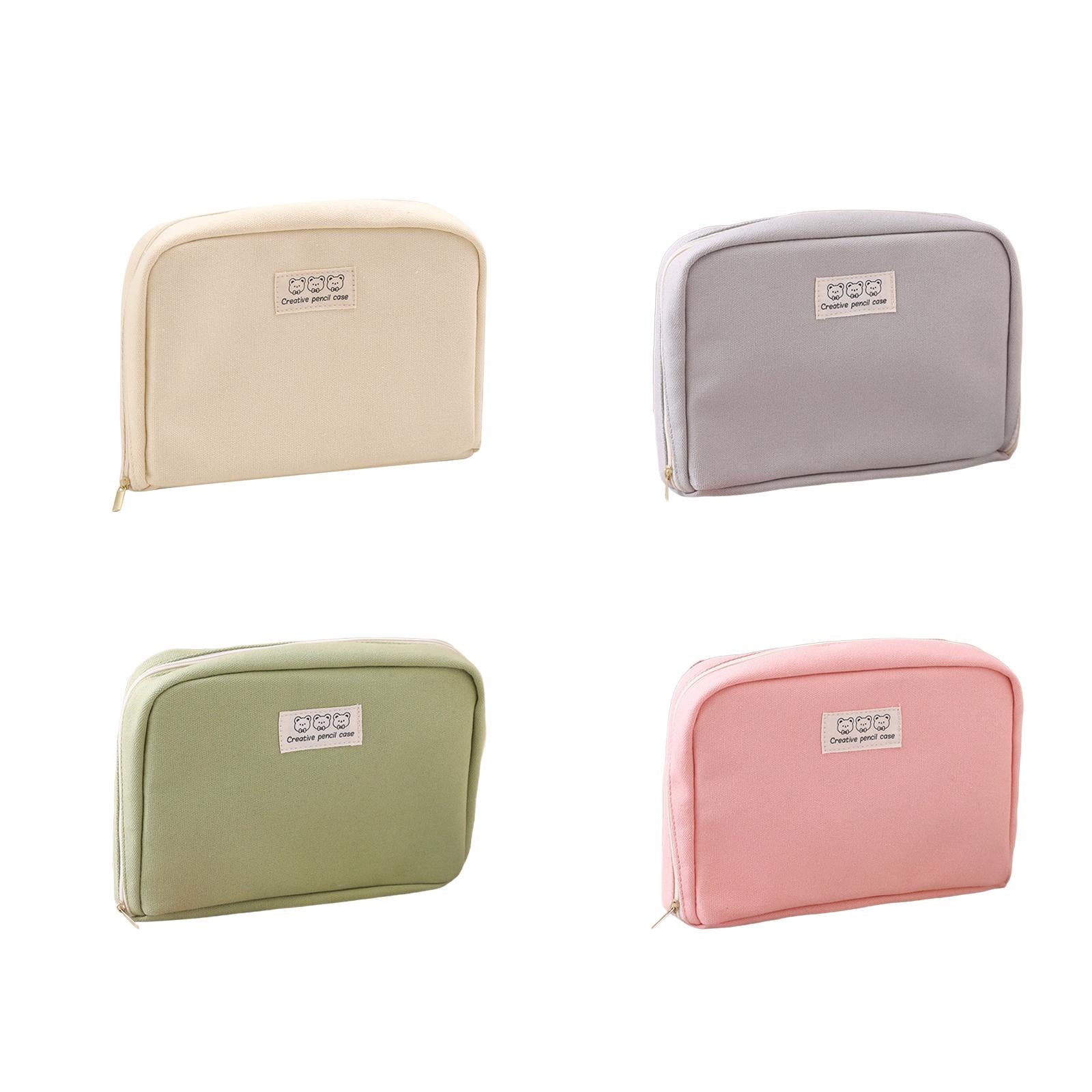 Big Capacity Pencil Case Makeup Bags Multifunctional Pencil Case Holder Beige