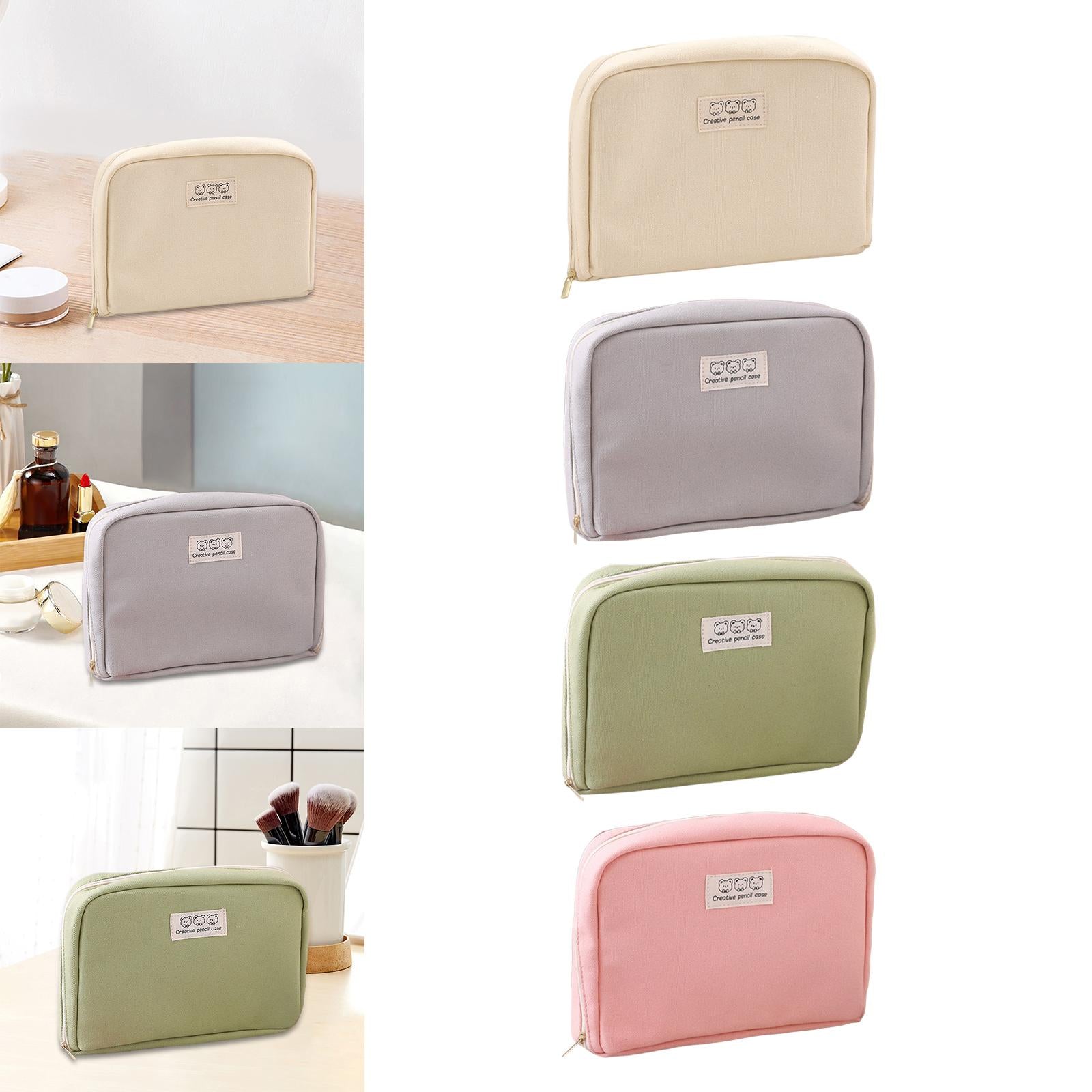 Big Capacity Pencil Case Makeup Bags Multifunctional Pencil Case Holder Beige