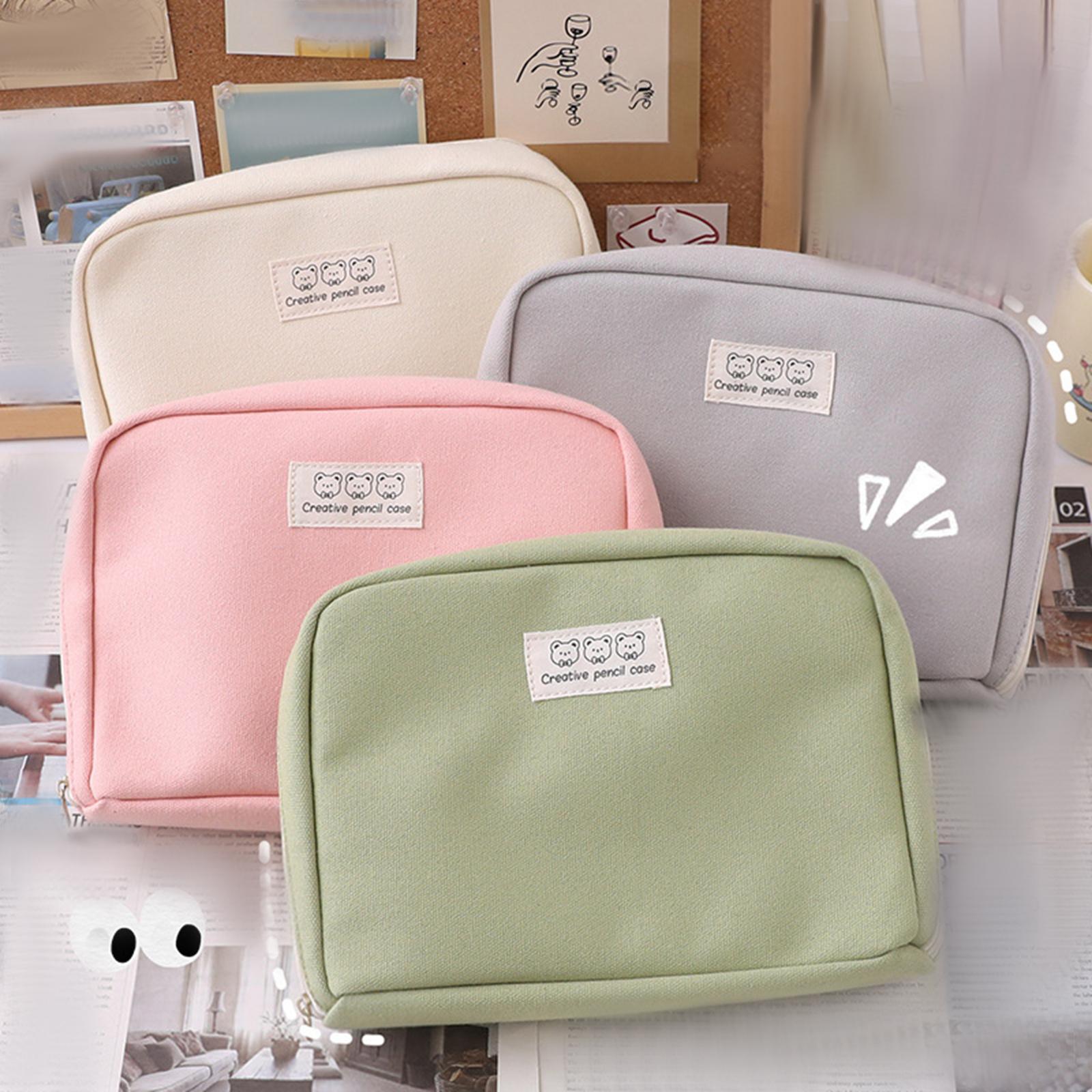 Big Capacity Pencil Case Makeup Bags Multifunctional Pencil Case Holder Beige