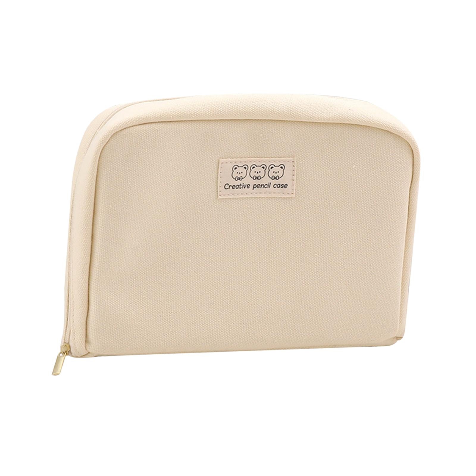 Big Capacity Pencil Case Makeup Bags Multifunctional Pencil Case Holder Beige