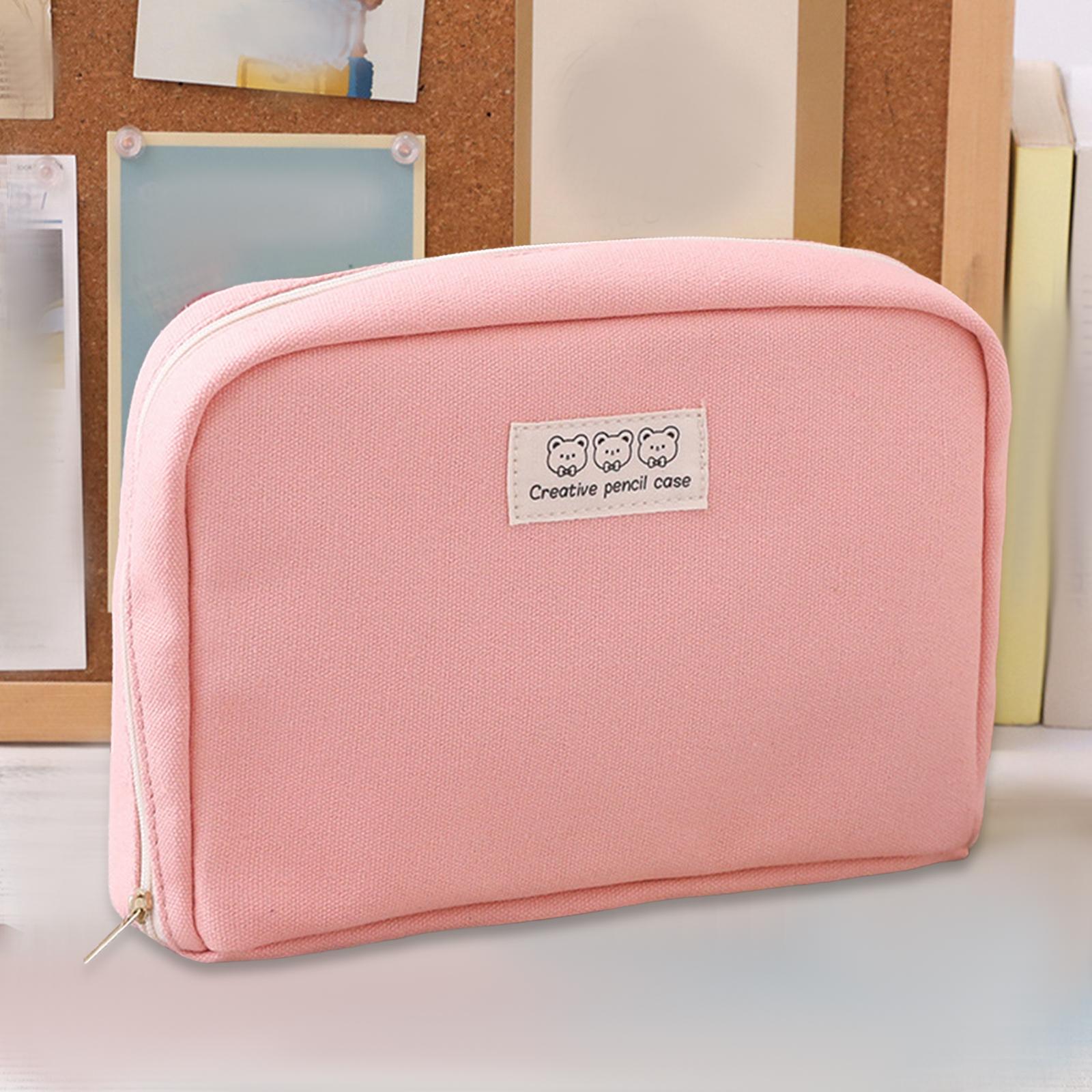 Big Capacity Pencil Case Makeup Bags Multifunctional Pencil Case Holder Pink
