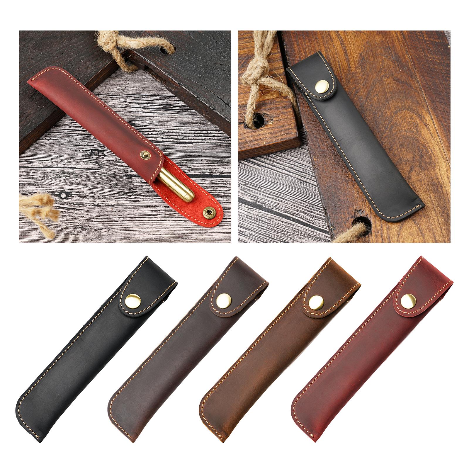 Pen Pencil Pouch Buckle Design Universal Pen Holder for Boyfriend Men Father Black