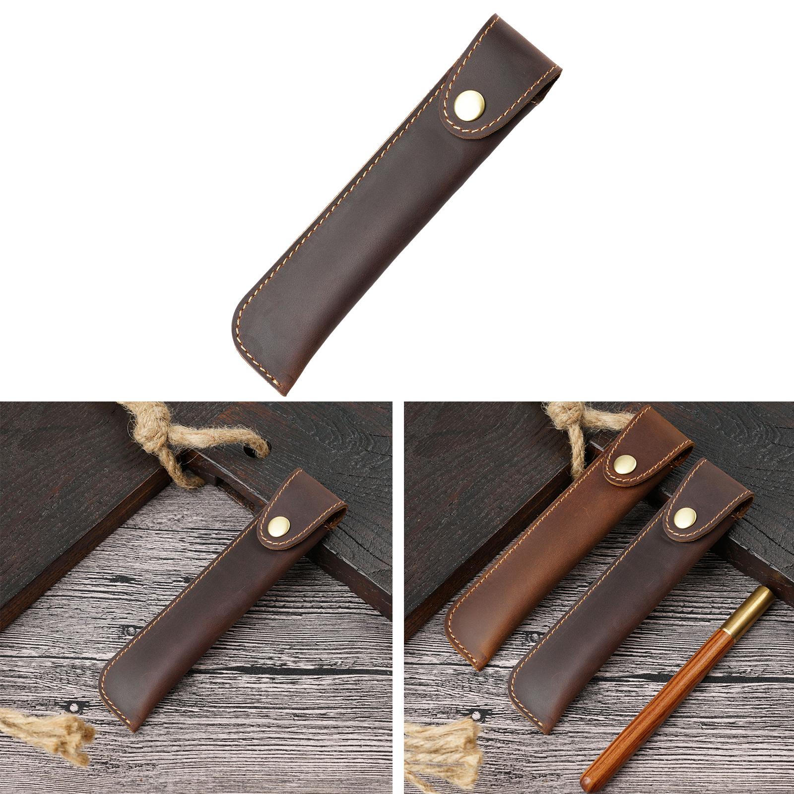 Pen Pencil Pouch Buckle Design Universal Pen Holder for Boyfriend Men Father Coffee