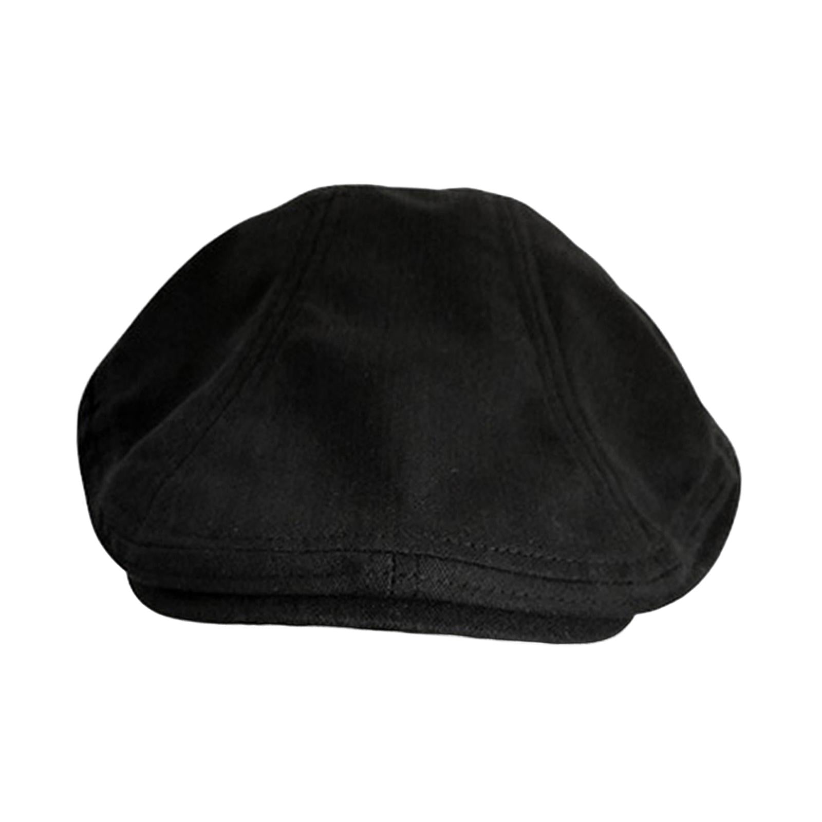 Autumn Winter Berets Hats Casual Octagonal Flat Hat for Autumn Spring Black