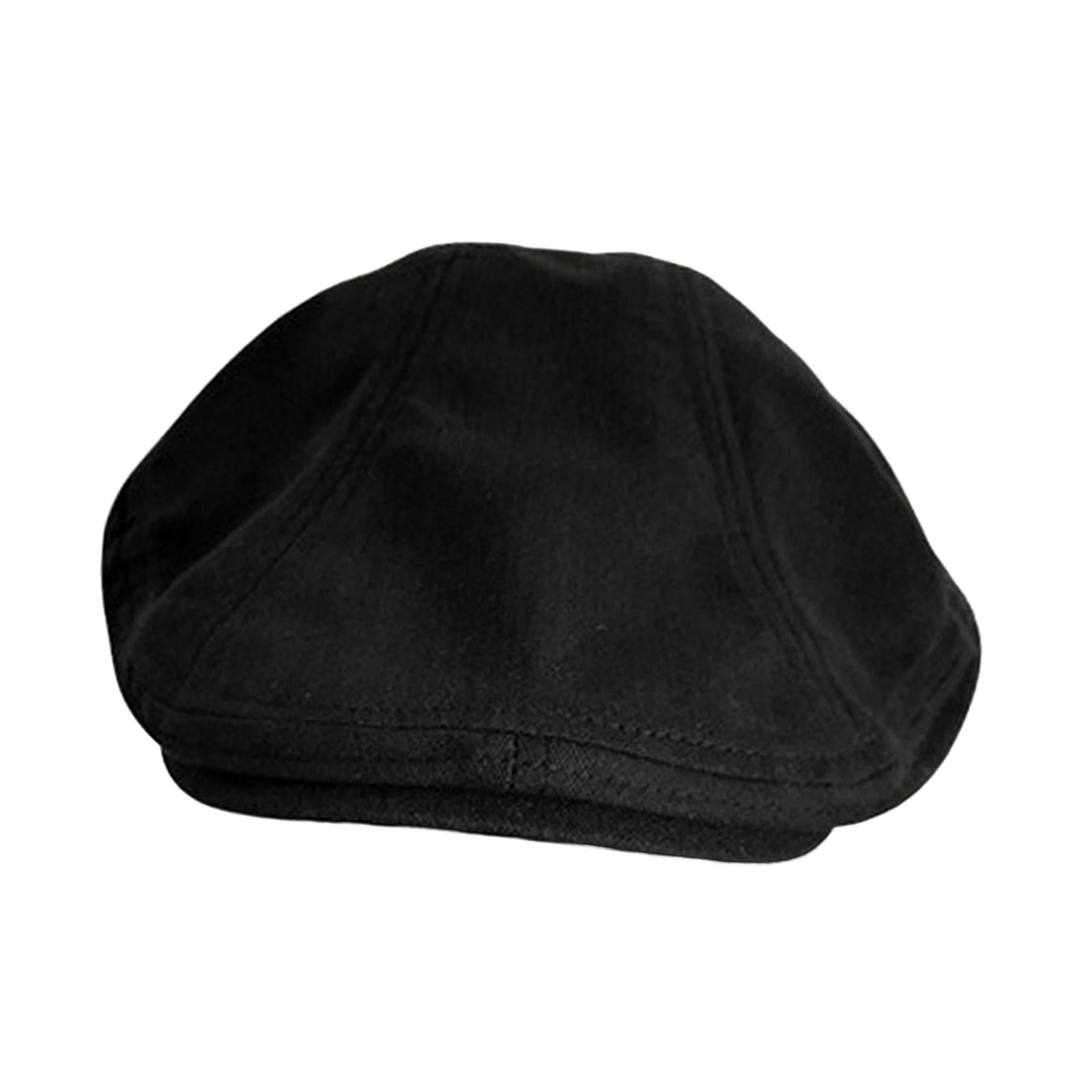 Autumn Winter Berets Hats Casual Octagonal Flat Hat for Autumn Spring Black