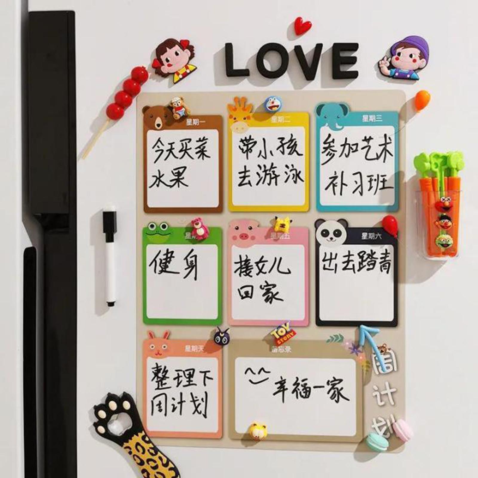 Refrigerator Decoration with 2 Whiteboard Markers Memo Sticker Message Board Style B