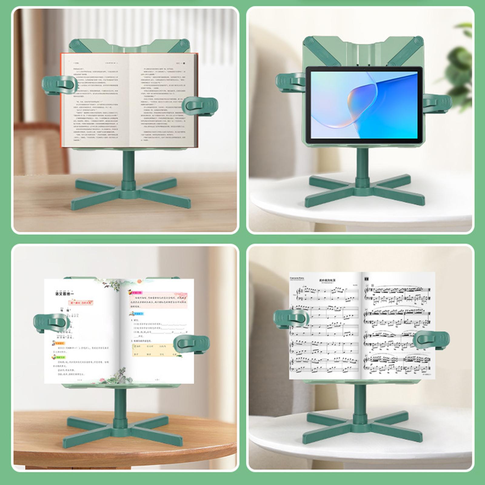 Book Holder Stand Portable Durable Tablet Holder for Kitchen Desktop Bedroom Green