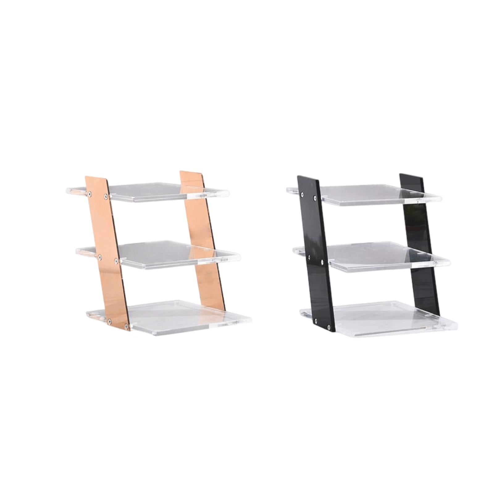 Acrylic Riser Stands 4 Steps Decorative Desktop Shelves Glasses Display Stand gold
