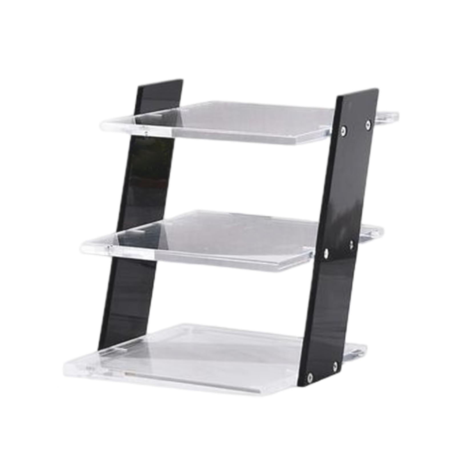 Acrylic Riser Stands 4 Steps Decorative Desktop Shelves Glasses Display Stand black