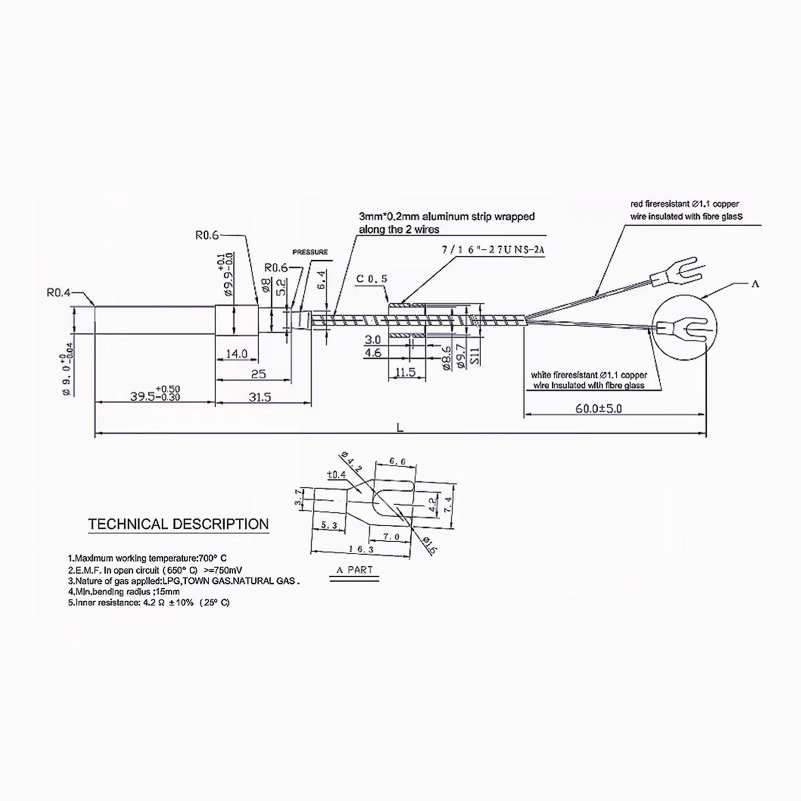 Fireplace Thermogenerator Replace Part Thermopile Replacement for Gas Heater