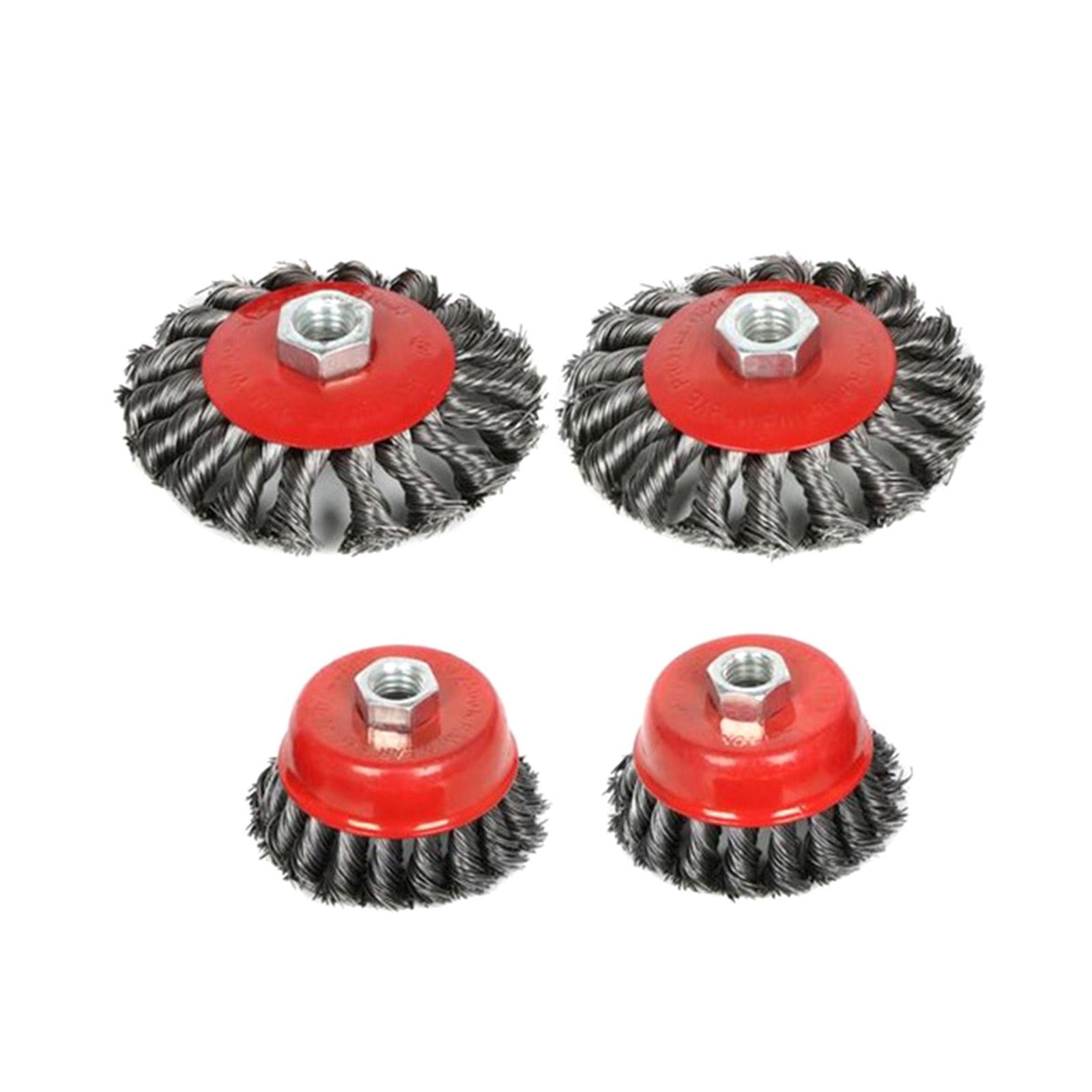 4Pcs Wire Wheel Brush Wire Cup Wheel Brush for Honing Descaling Rust Removal