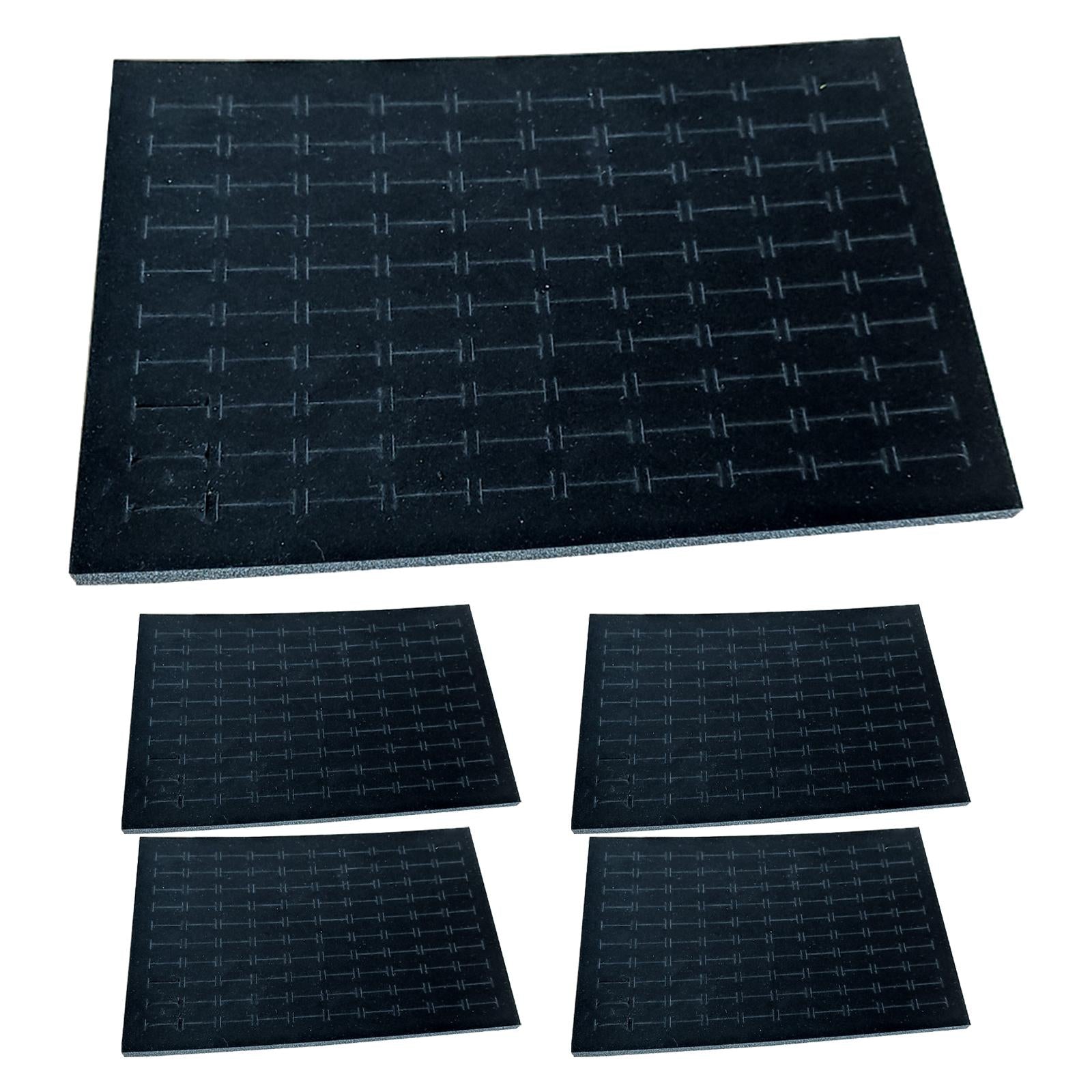 5Pcs 100 Slots Ring Pad Sponge Insert Mats Jewelry Box Pads Display Supplies Black