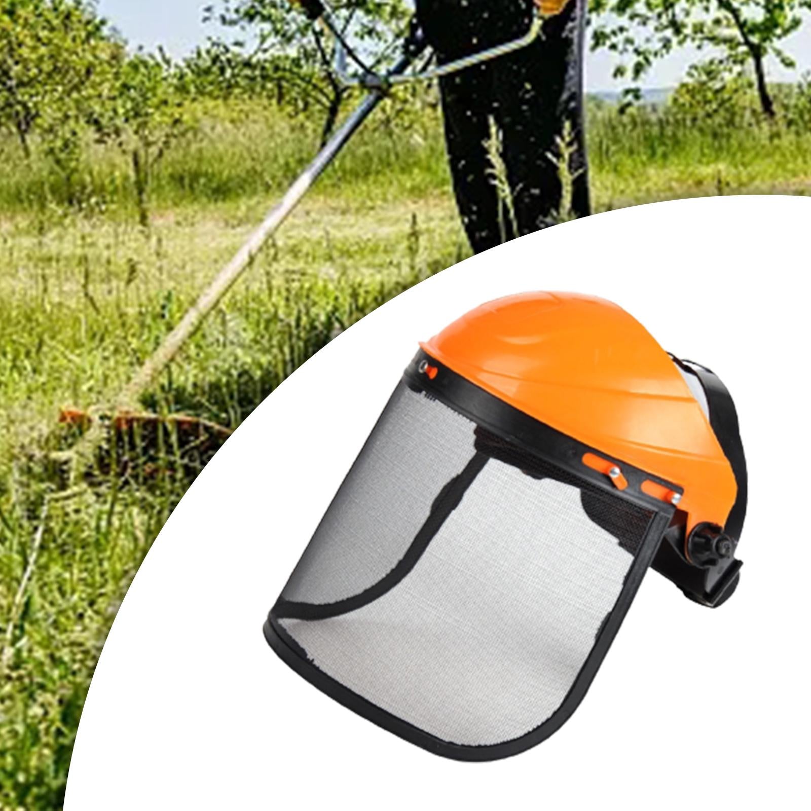 Grass Mowing Face Cover Adjustable Headband for Weeding Outdoor Work Farming Orange