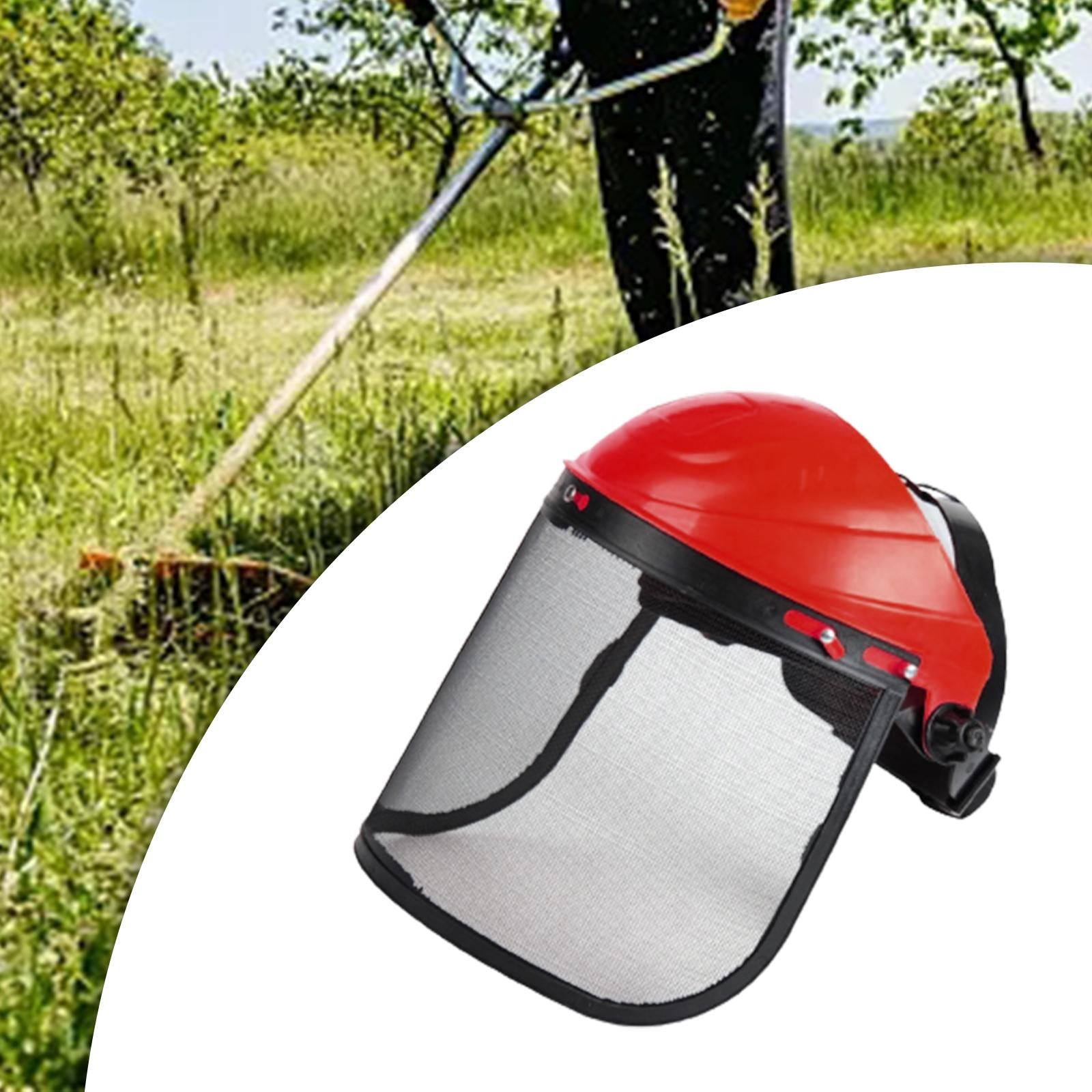 Grass Mowing Face Cover Adjustable Headband for Weeding Outdoor Work Farming Red