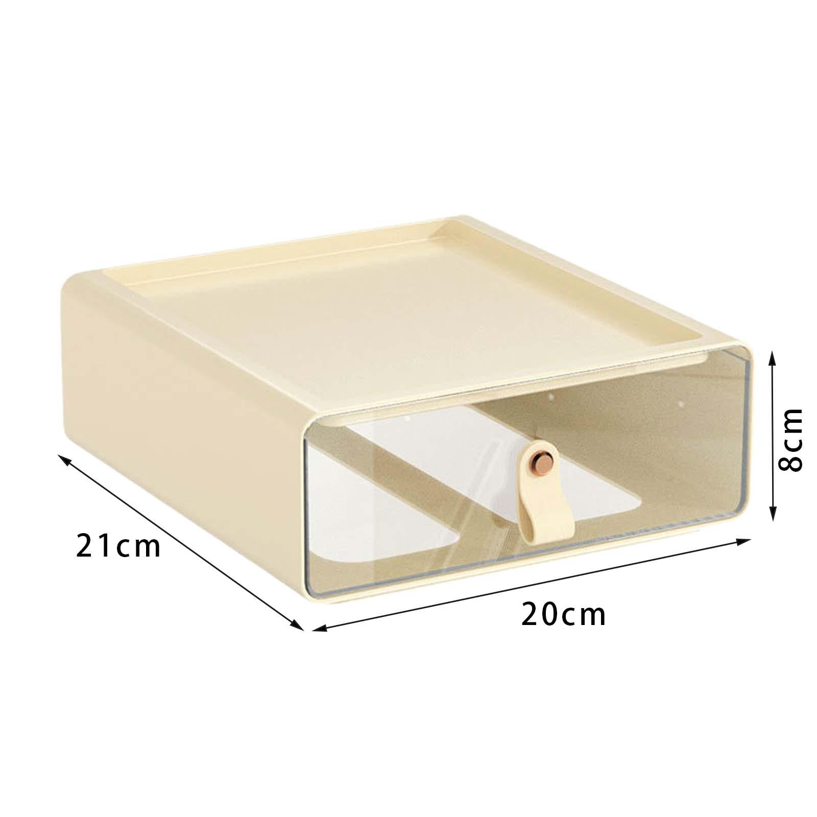Desk Organizer Drawer Desk Stackable Storage Drawer for Office Bathroom Home White