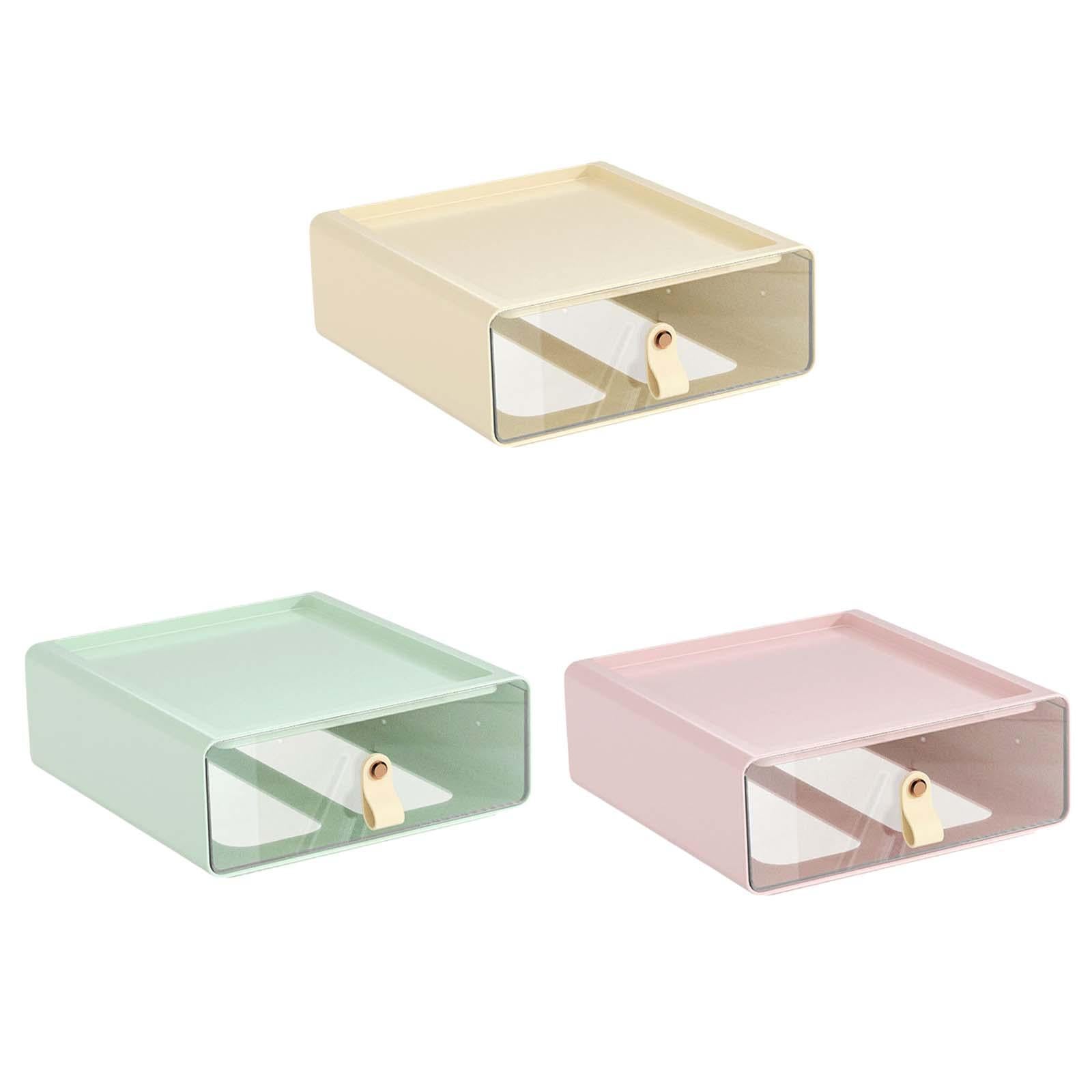 Desk Organizer Drawer Desk Stackable Storage Drawer for Office Bathroom Home White