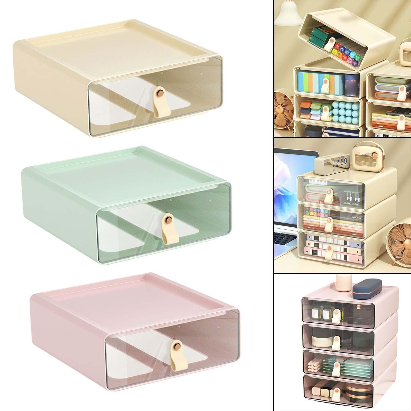 Desk Organizer Drawer Desk Stackable Storage Drawer for Office Bathroom Home White