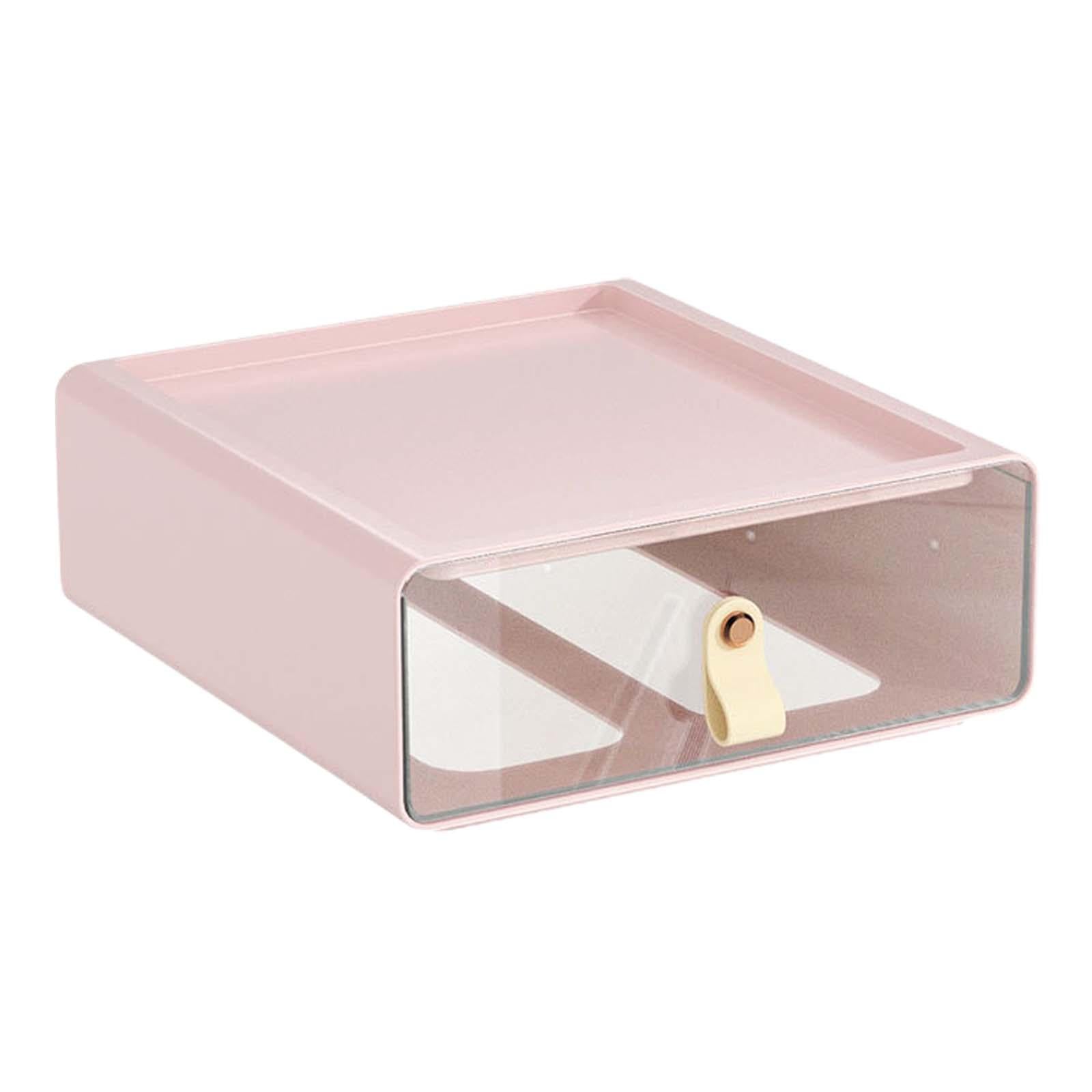 Desk Organizer Drawer Desk Stackable Storage Drawer for Office Bathroom Home Pink