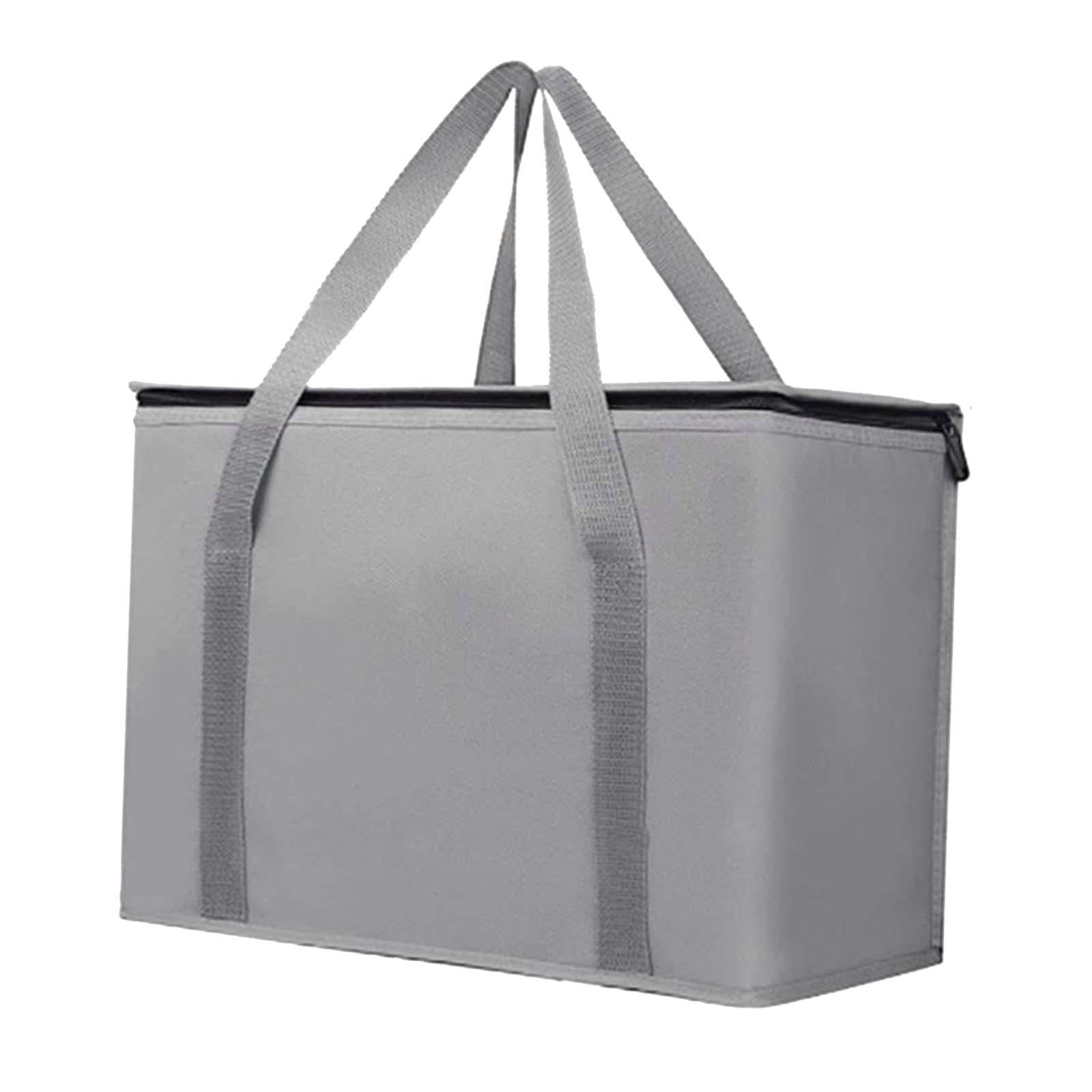 Insulated Cooler Bag Reusable Grocery Shopping Bag for Office Picnic Camping Gray