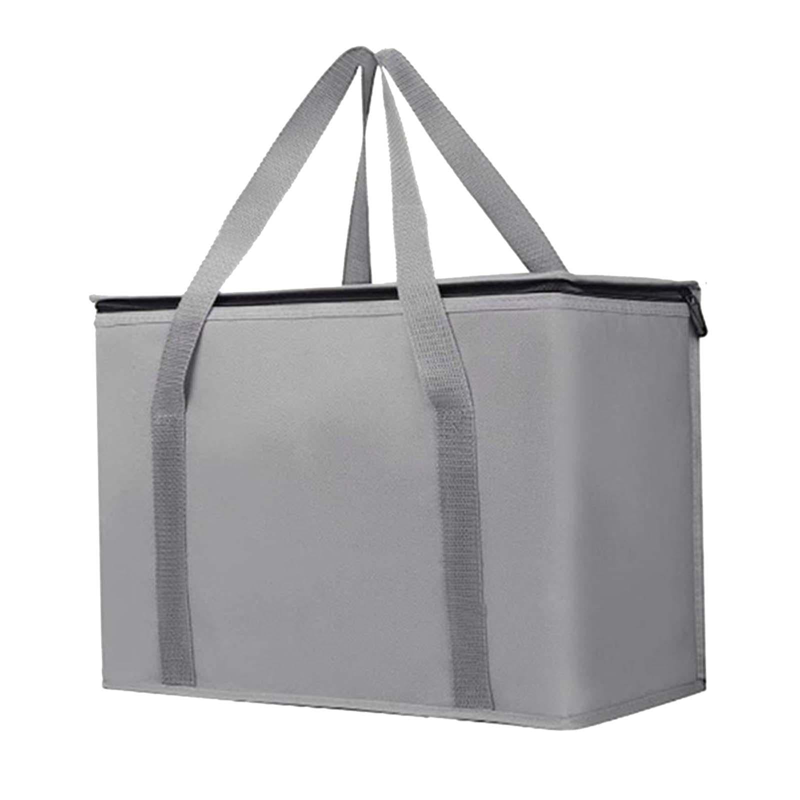 Insulated Cooler Bag Reusable Grocery Shopping Bag for Office Picnic Camping Gray