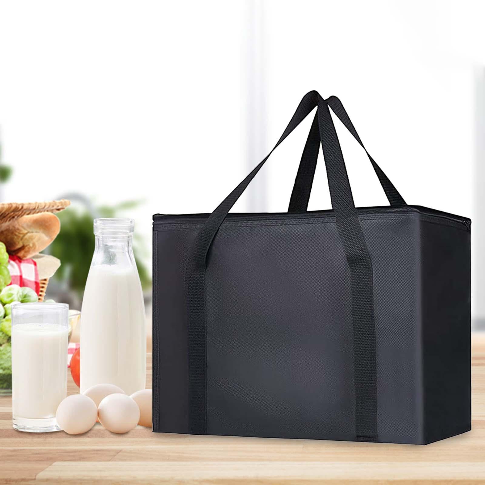 Insulated Cooler Bag Reusable Grocery Shopping Bag for Office Picnic Camping Black