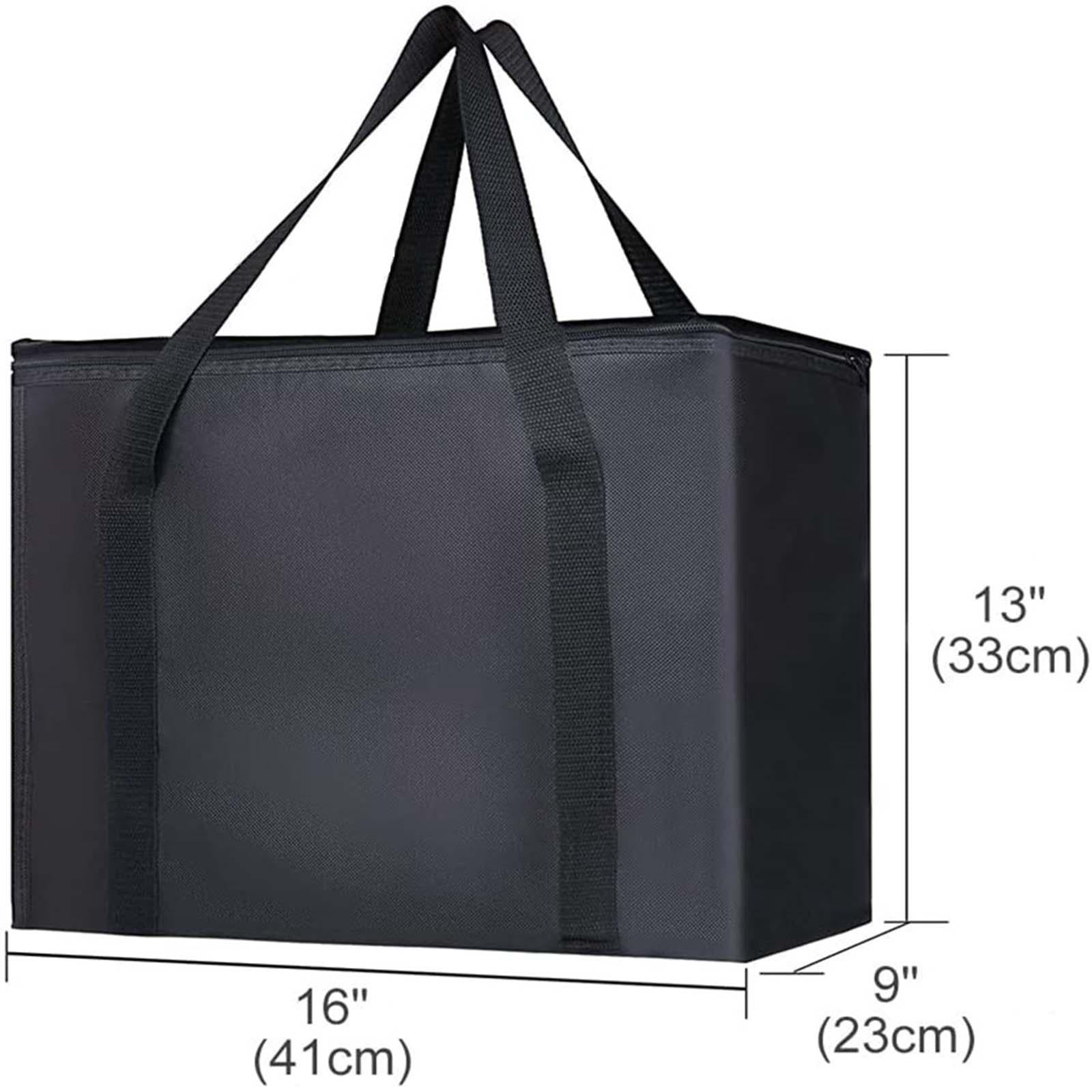 Insulated Cooler Bag Reusable Grocery Shopping Bag for Office Picnic Camping Black