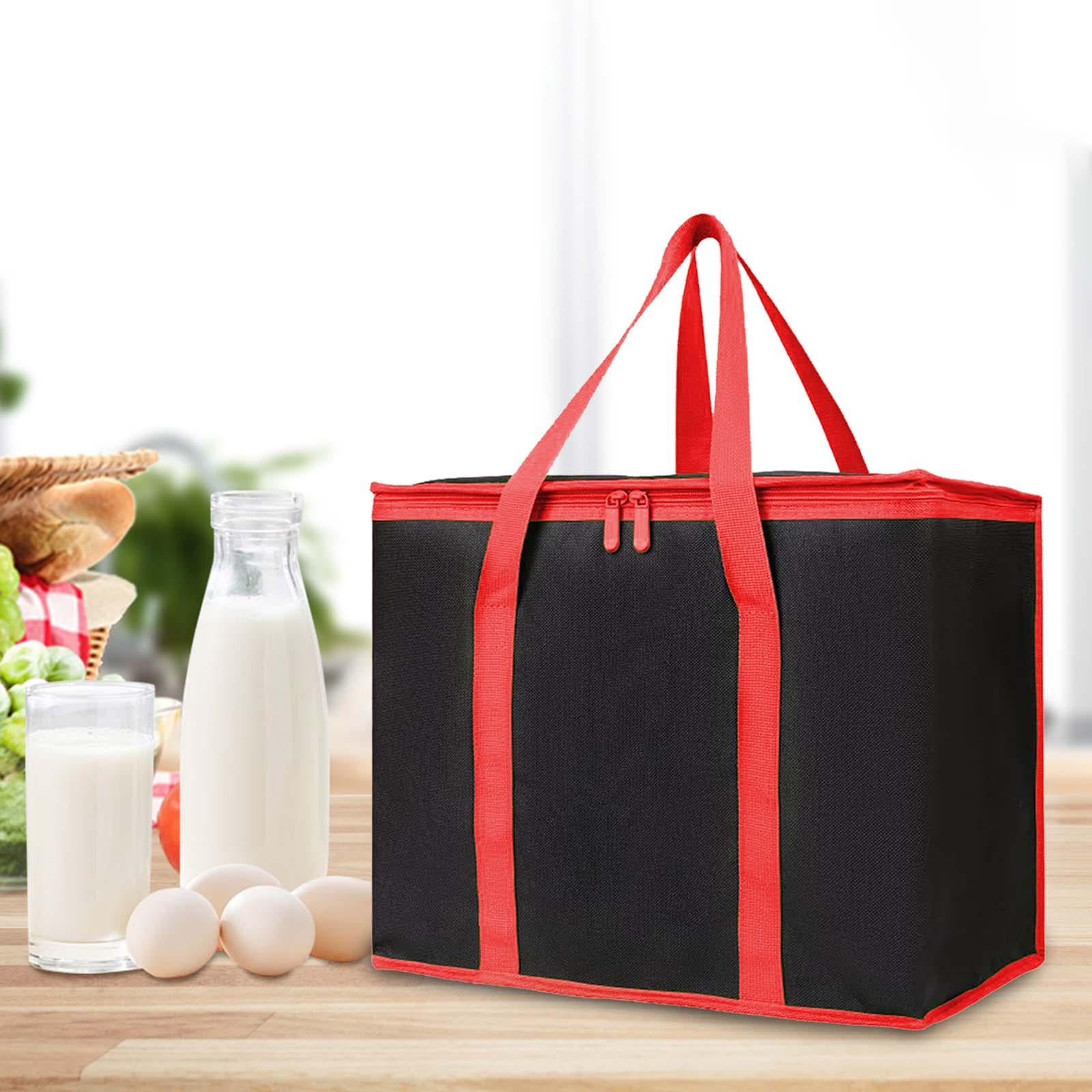 Insulated Cooler Bag Reusable Grocery Shopping Bag for Office Picnic Camping Red