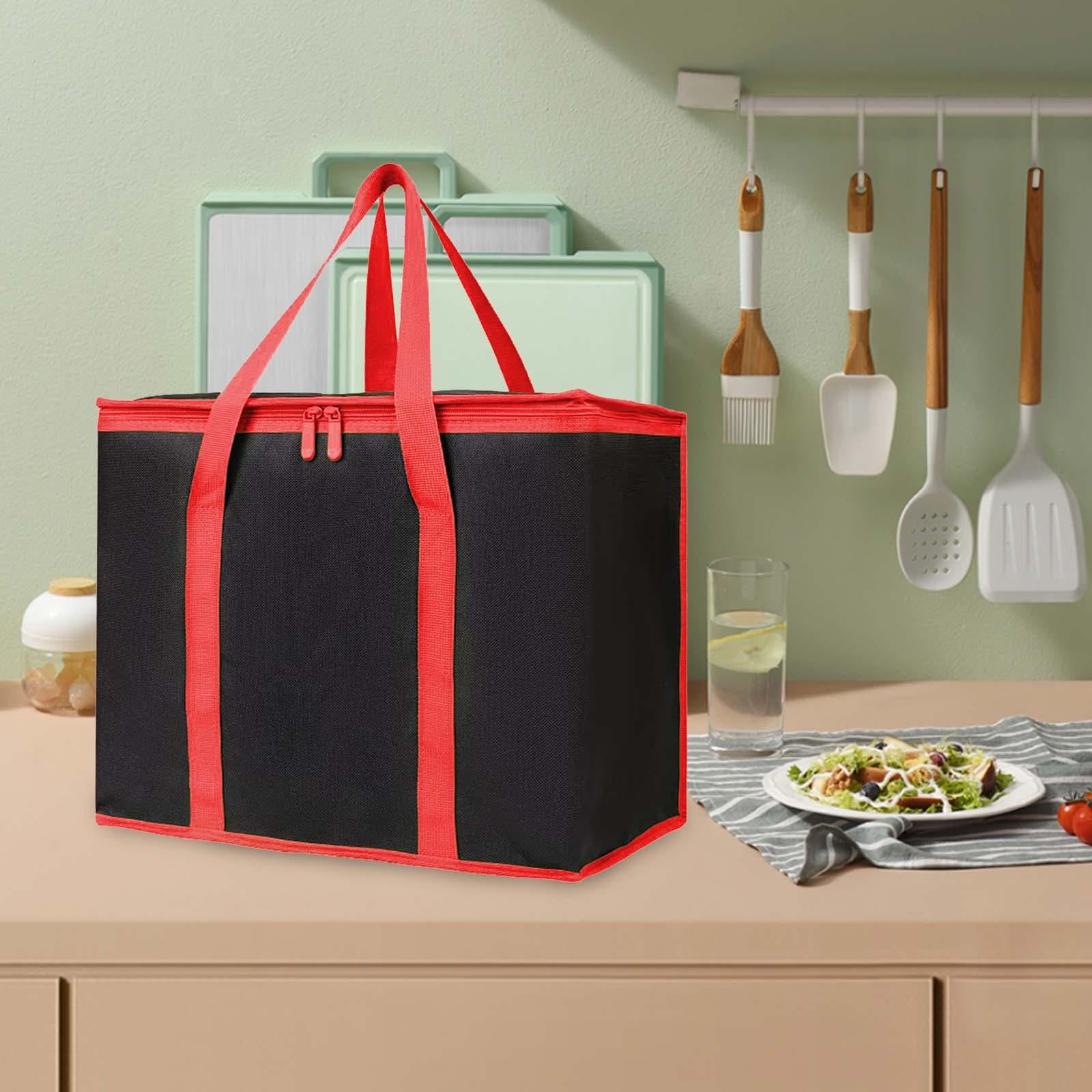 Insulated Cooler Bag Reusable Grocery Shopping Bag for Office Picnic Camping Red