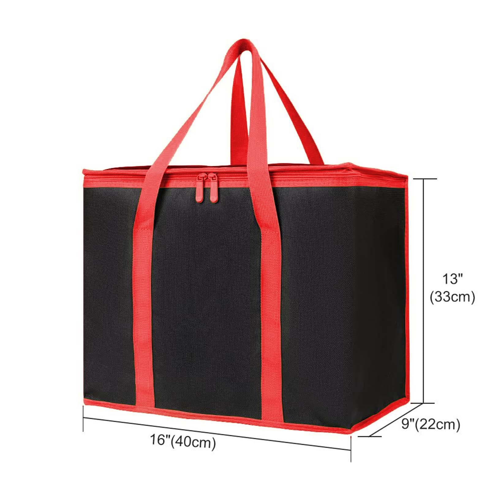 Insulated Cooler Bag Reusable Grocery Shopping Bag for Office Picnic Camping Red