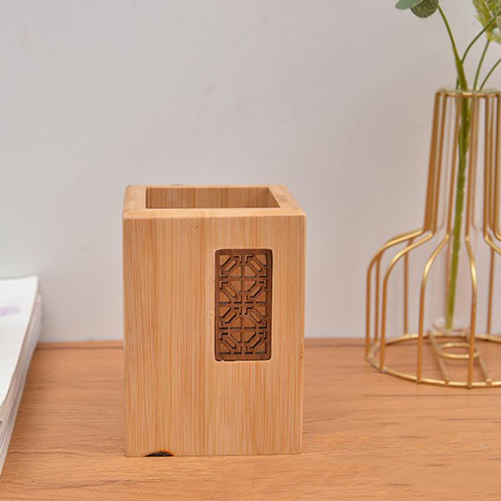 Pencil Display Stand Desk Organizer Table Classroom Office Wooden Pen Holder
