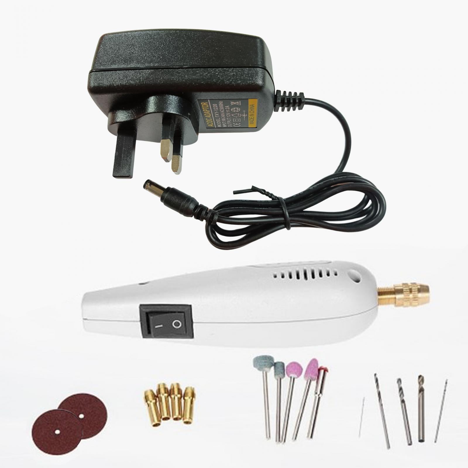 Cordless Rotary Tool Drill Hole Cutting Mini Electric Grinder Set UK Adapter