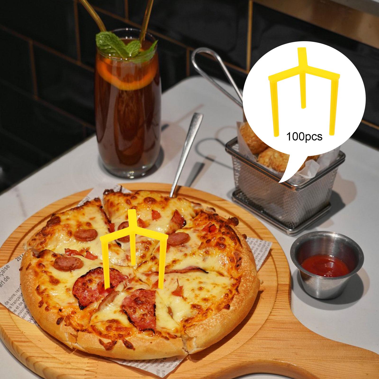 100 Pieces Pizza Stand Pizza Separation Rack for Food Take Out Catering Desk Yellow