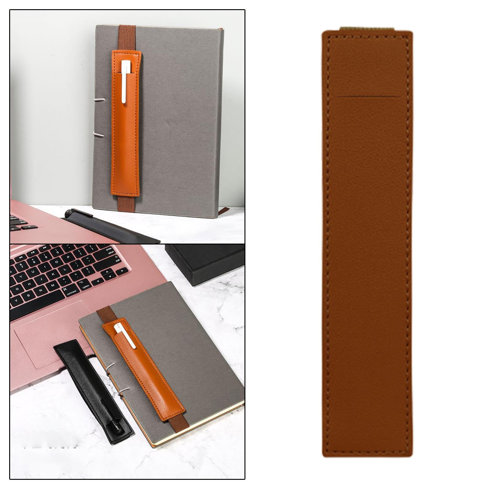 Elastic Band Pen Holder Pen Sleeve for Hardcover Journals Planners Notebooks Brown