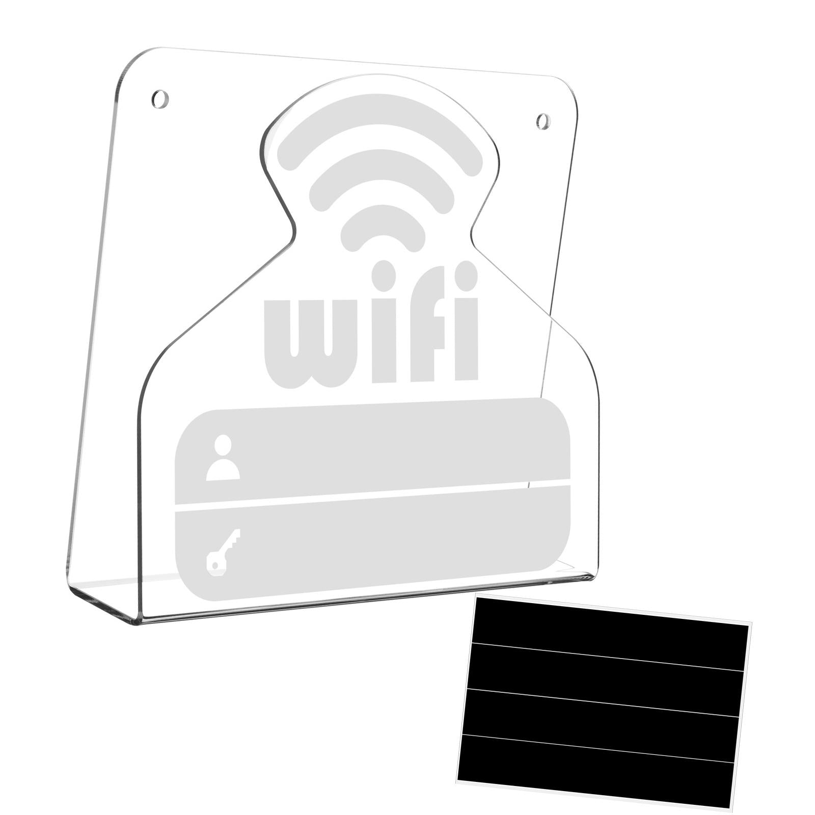 WiFi Pattern Password Sign Acrylic Clear Reusable for Reception Hotel Office