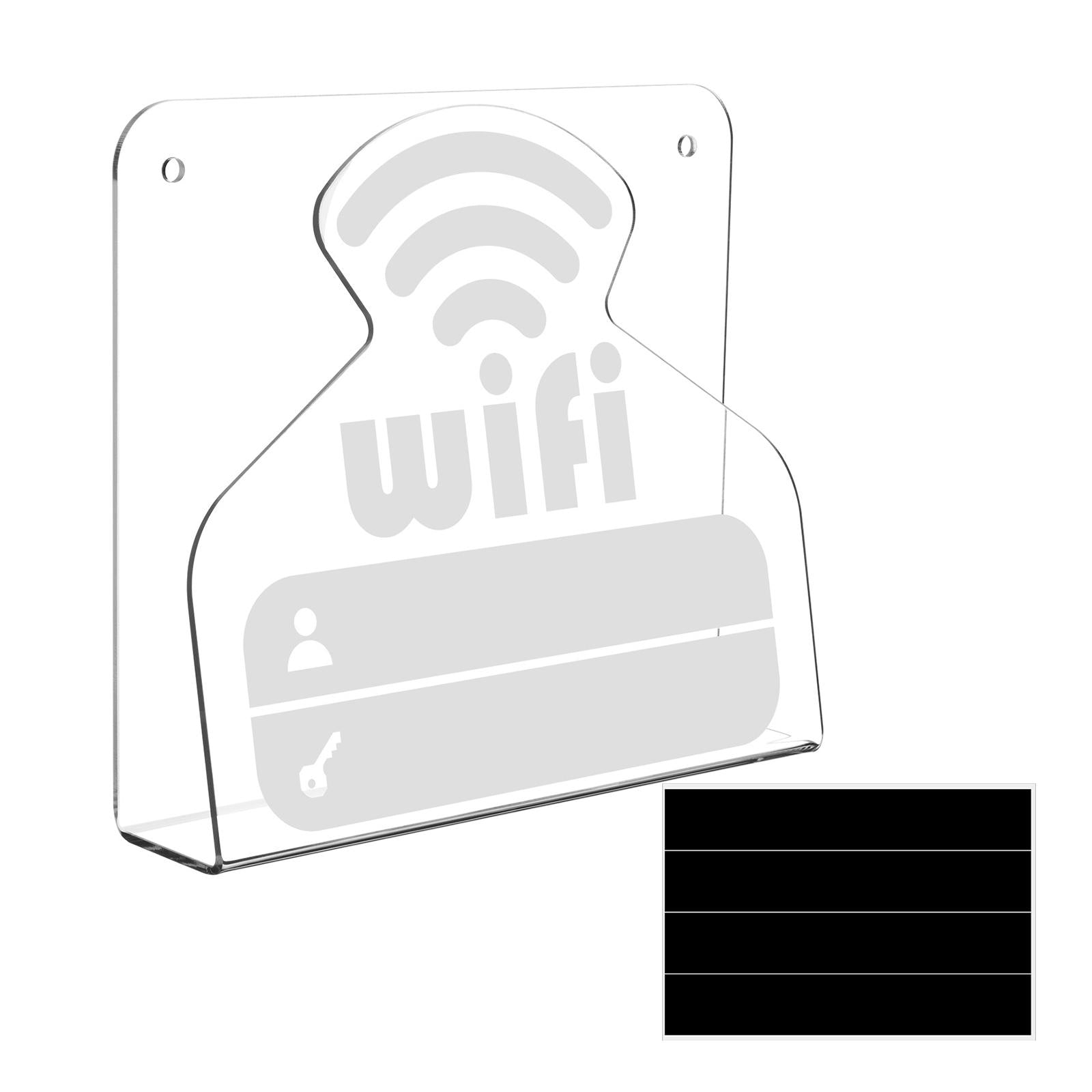 WiFi Pattern Password Sign Acrylic Clear Reusable for Reception Hotel Office