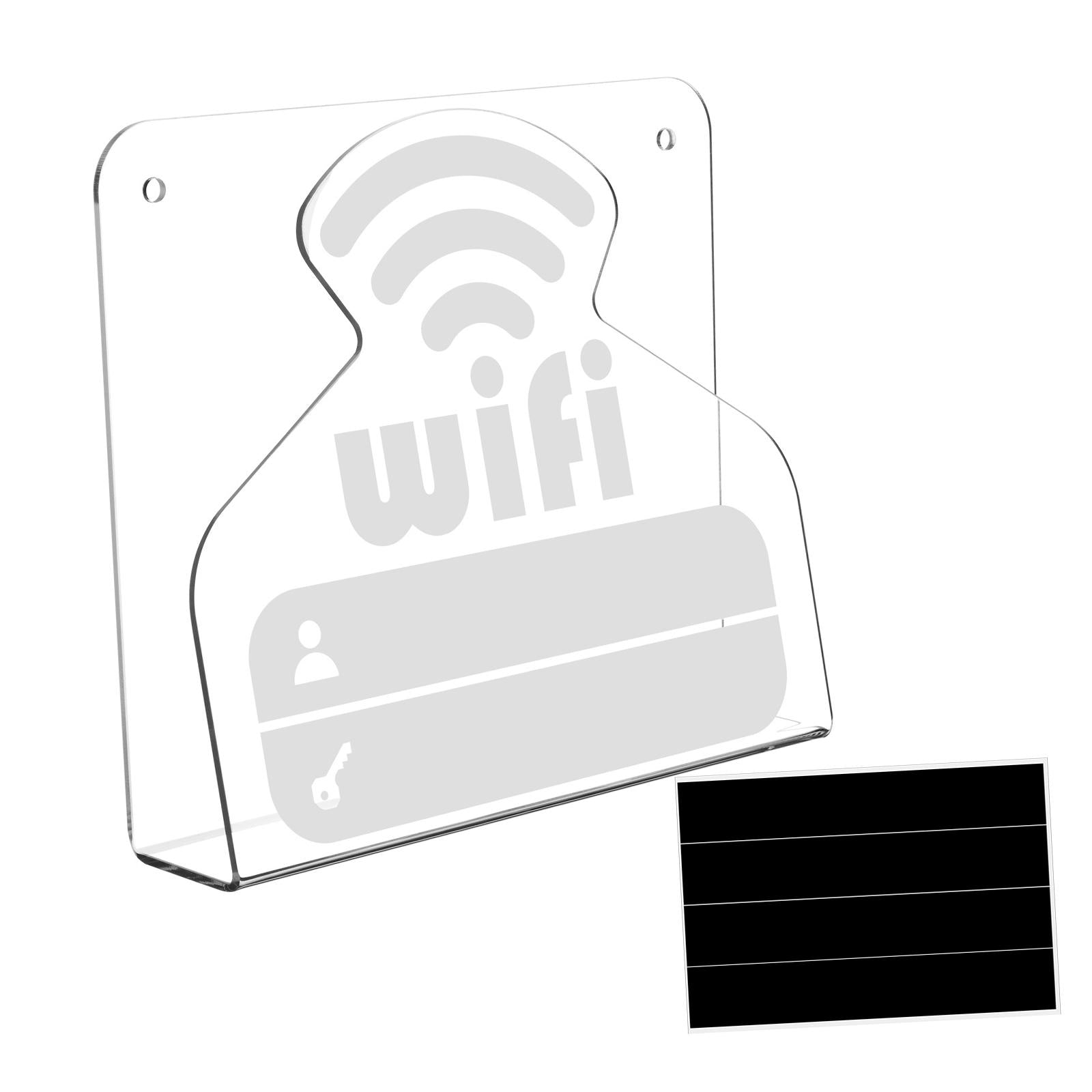 WiFi Pattern Password Sign Acrylic Clear Reusable for Reception Hotel Office