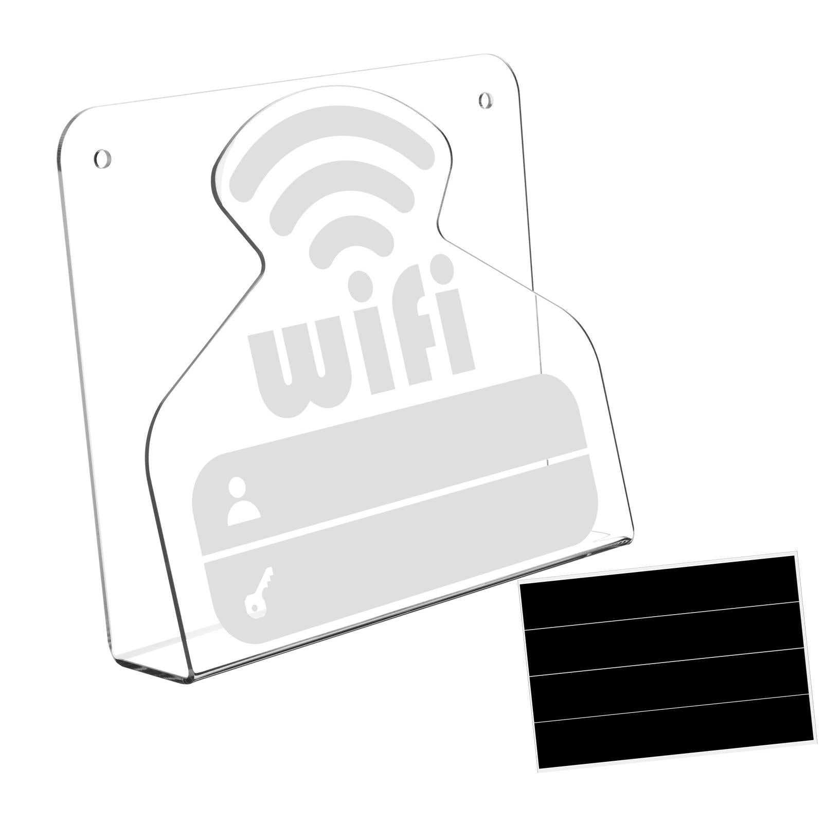 WiFi Pattern Password Sign Acrylic Clear Reusable for Reception Hotel Office