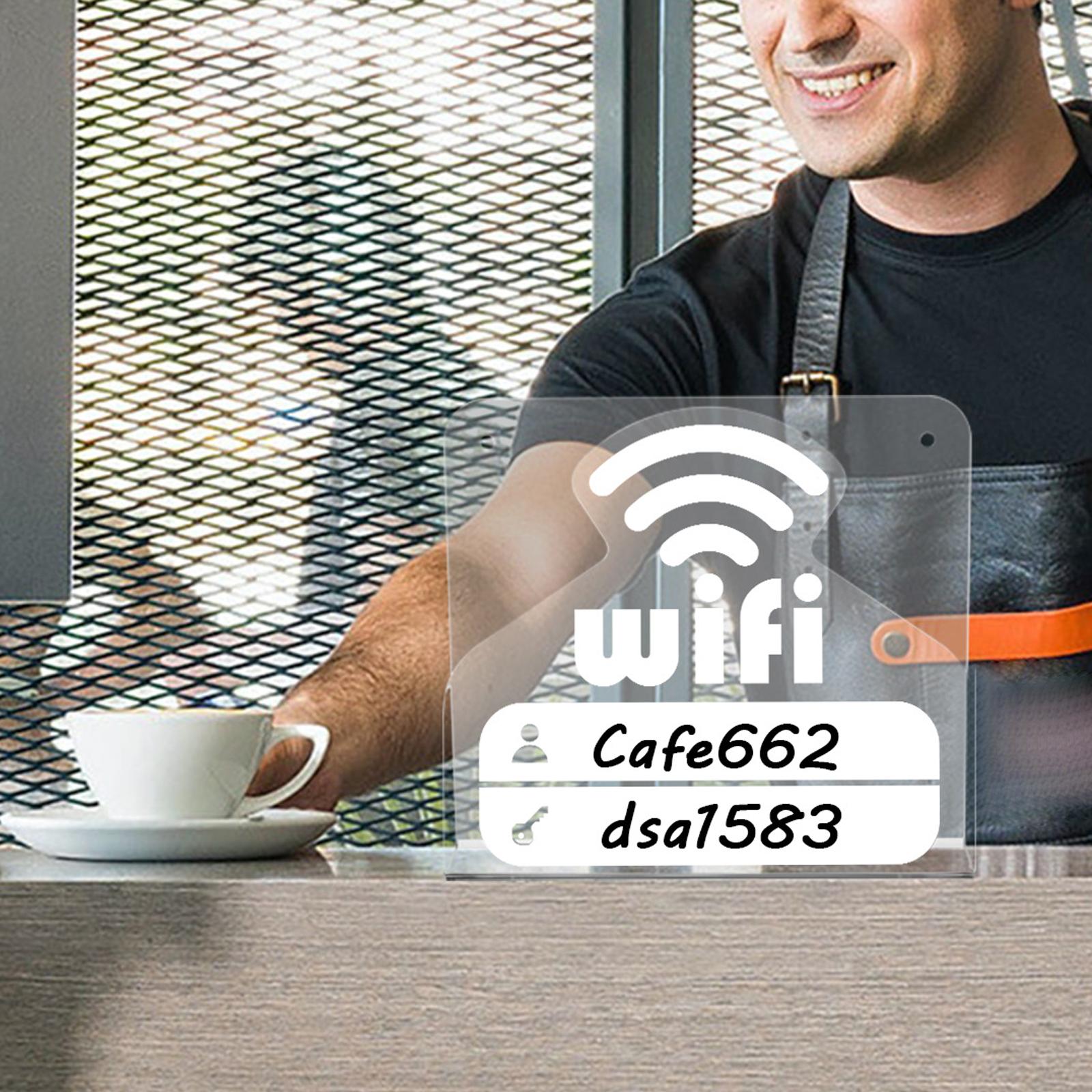 WiFi Pattern Password Sign Acrylic Clear Reusable for Reception Hotel Office