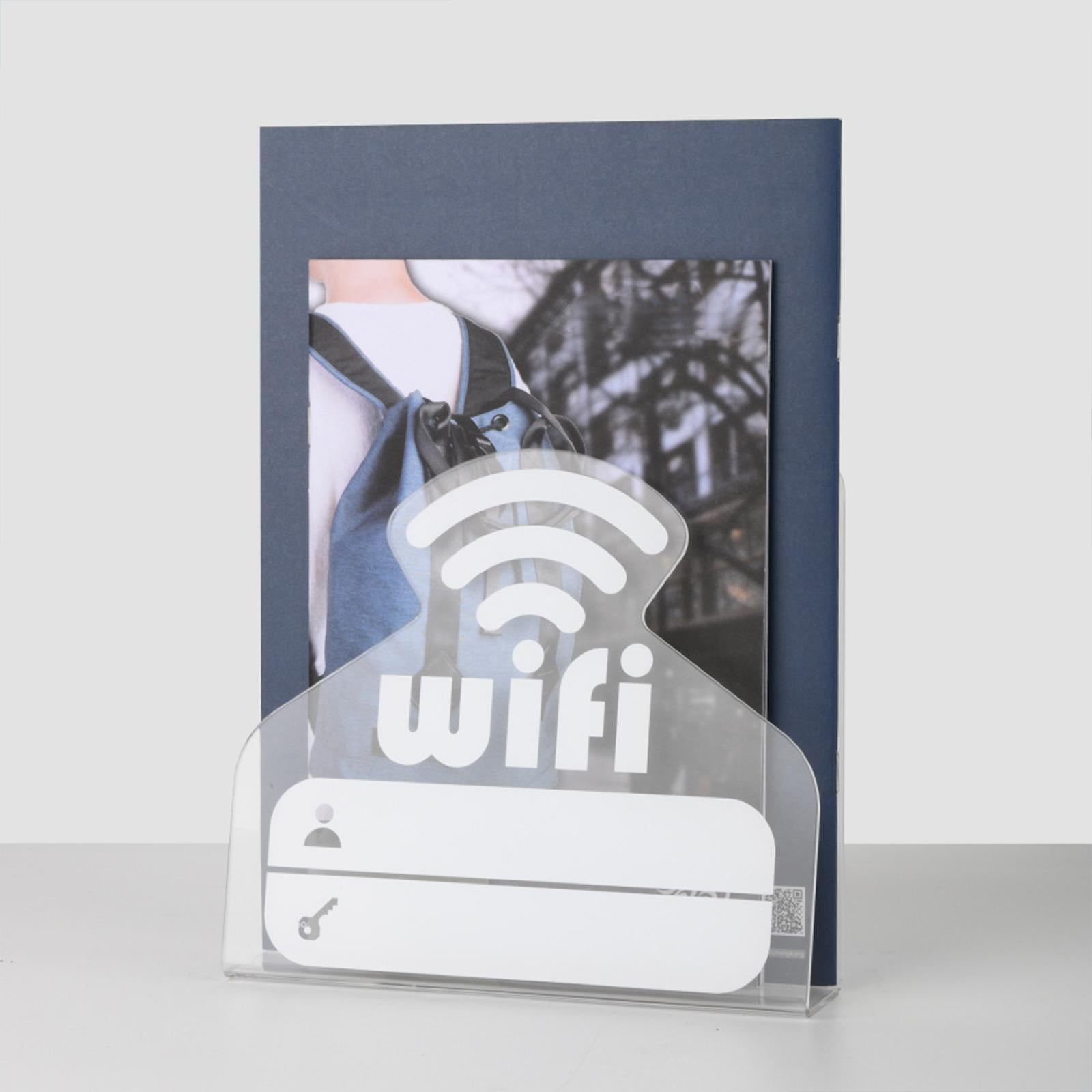 WiFi Pattern Password Sign Acrylic Clear Reusable for Reception Hotel Office