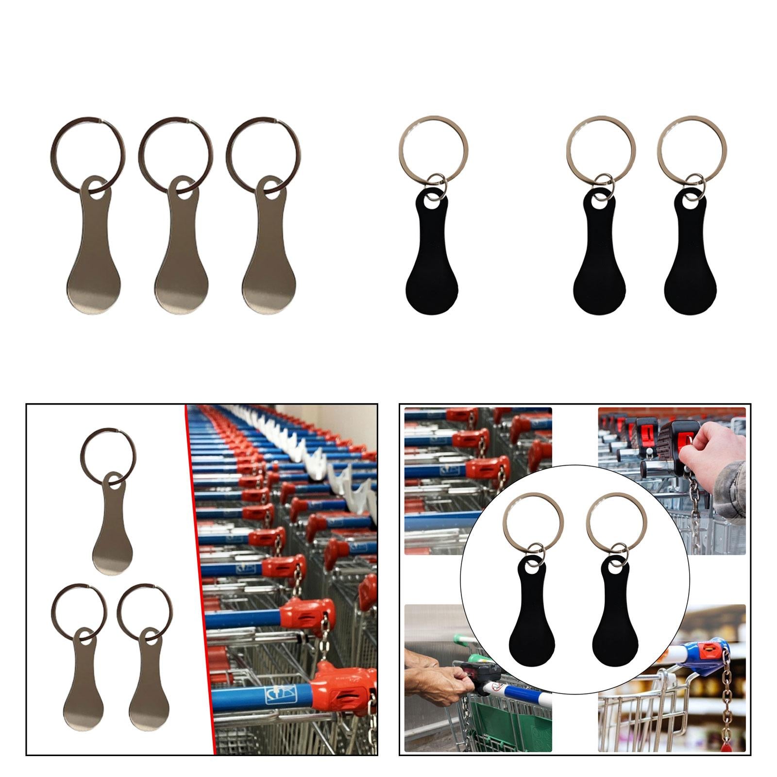 Shopping Trolley Tokens Metal Removable Stable Decorative Portable Key Rings 3 Pieces